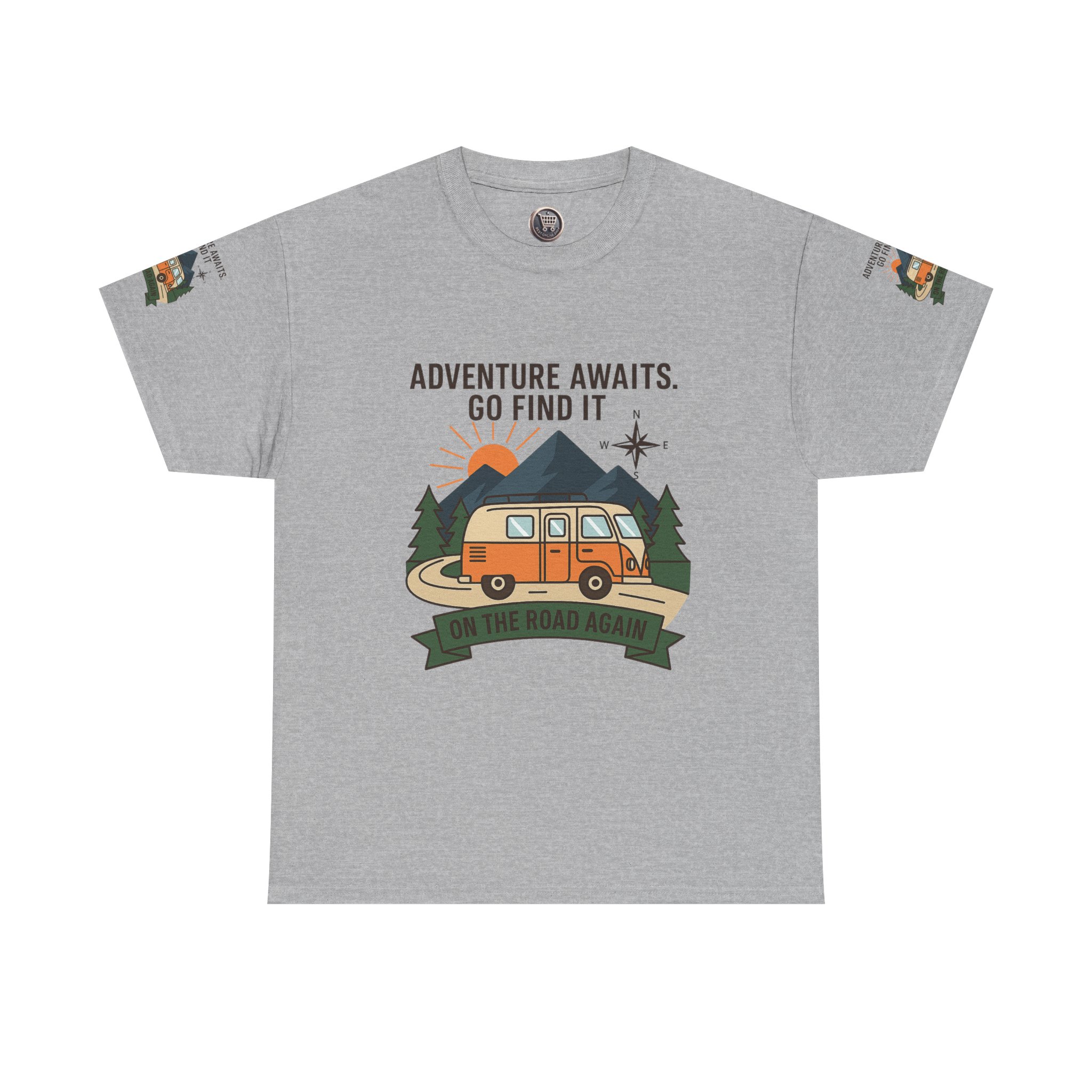 8281039080008459380_2048.jpeg Unisex Heavy Cotton Tee — 'Adventure Awaits. Go Find It' Camper Van T‑Shirt