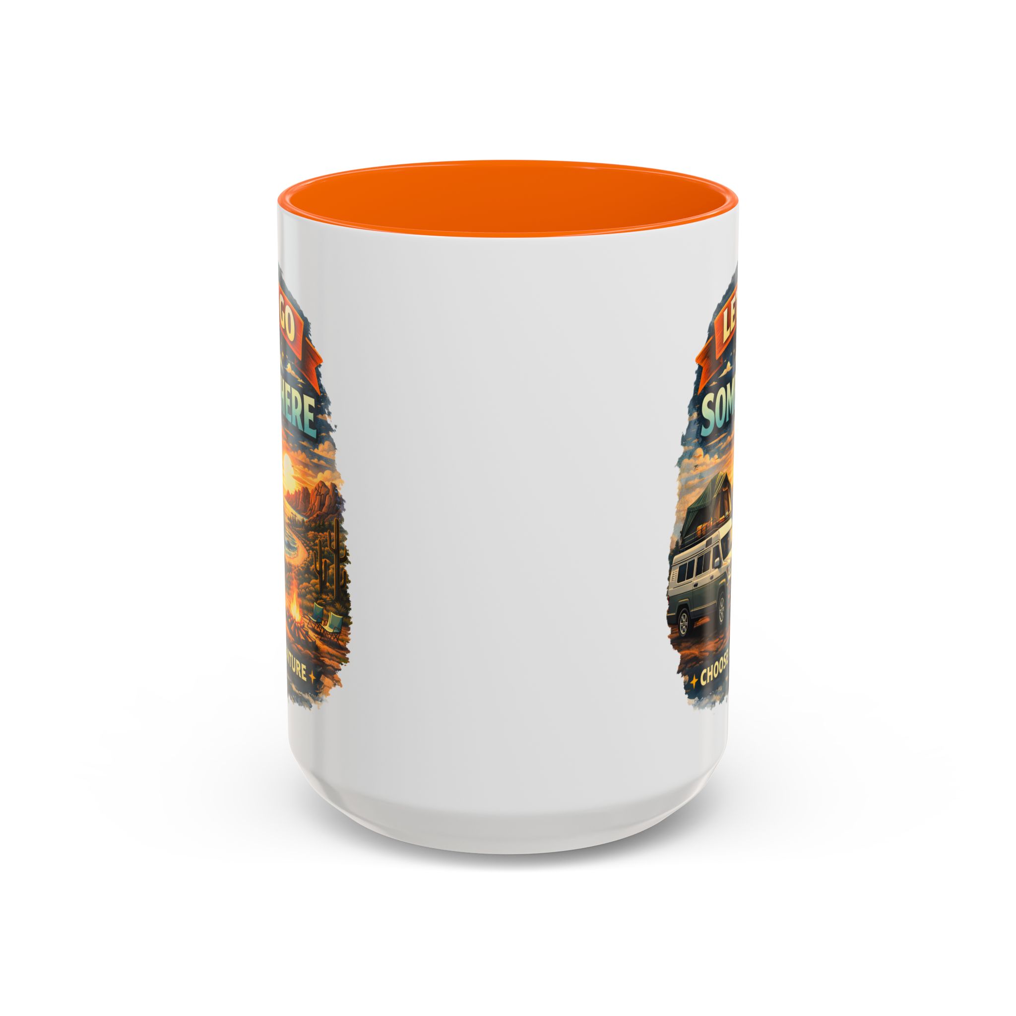 Accent Coffee Mug (11, 15oz) — "Lets Go Somewhere" Design Scenic-Line