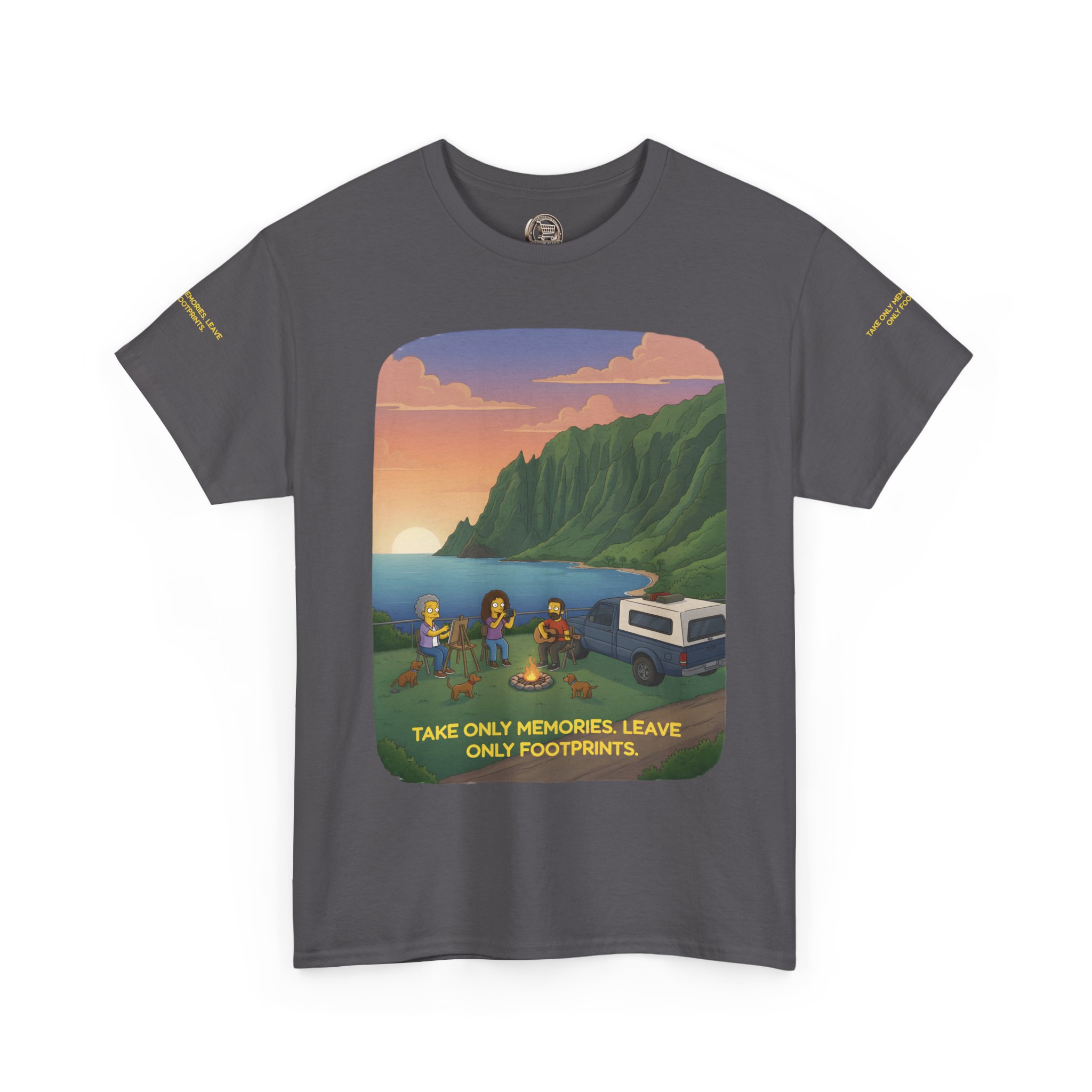 Unisex Heavy Cotton Tee — "Take Only Memories-Leave Only Footprints" Design Sitcom-Line