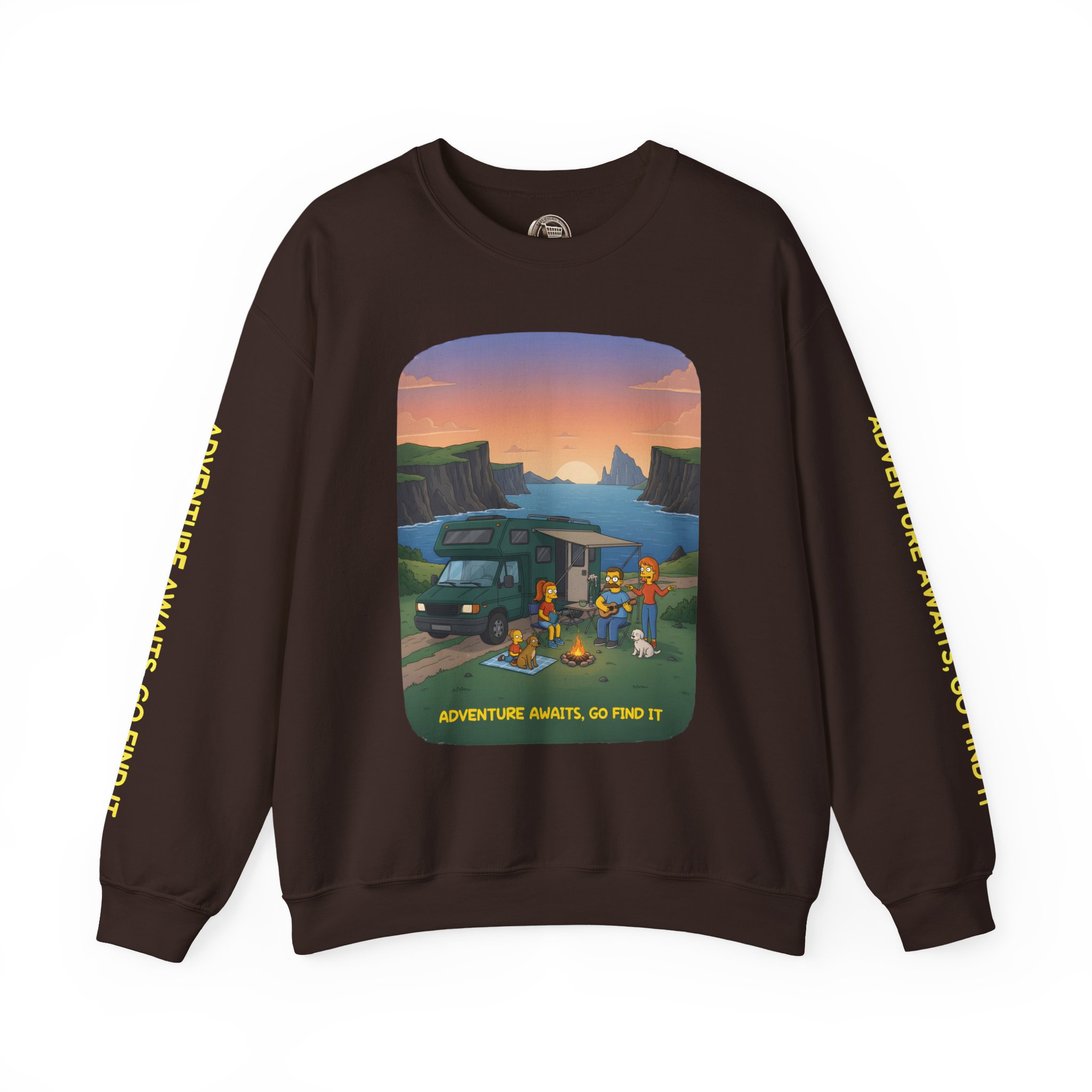 Unisex Heavy Blend™ Crewneck Sweatshirt — "Adventure Awaits-Go Find It"" Design Sitcom-Line
