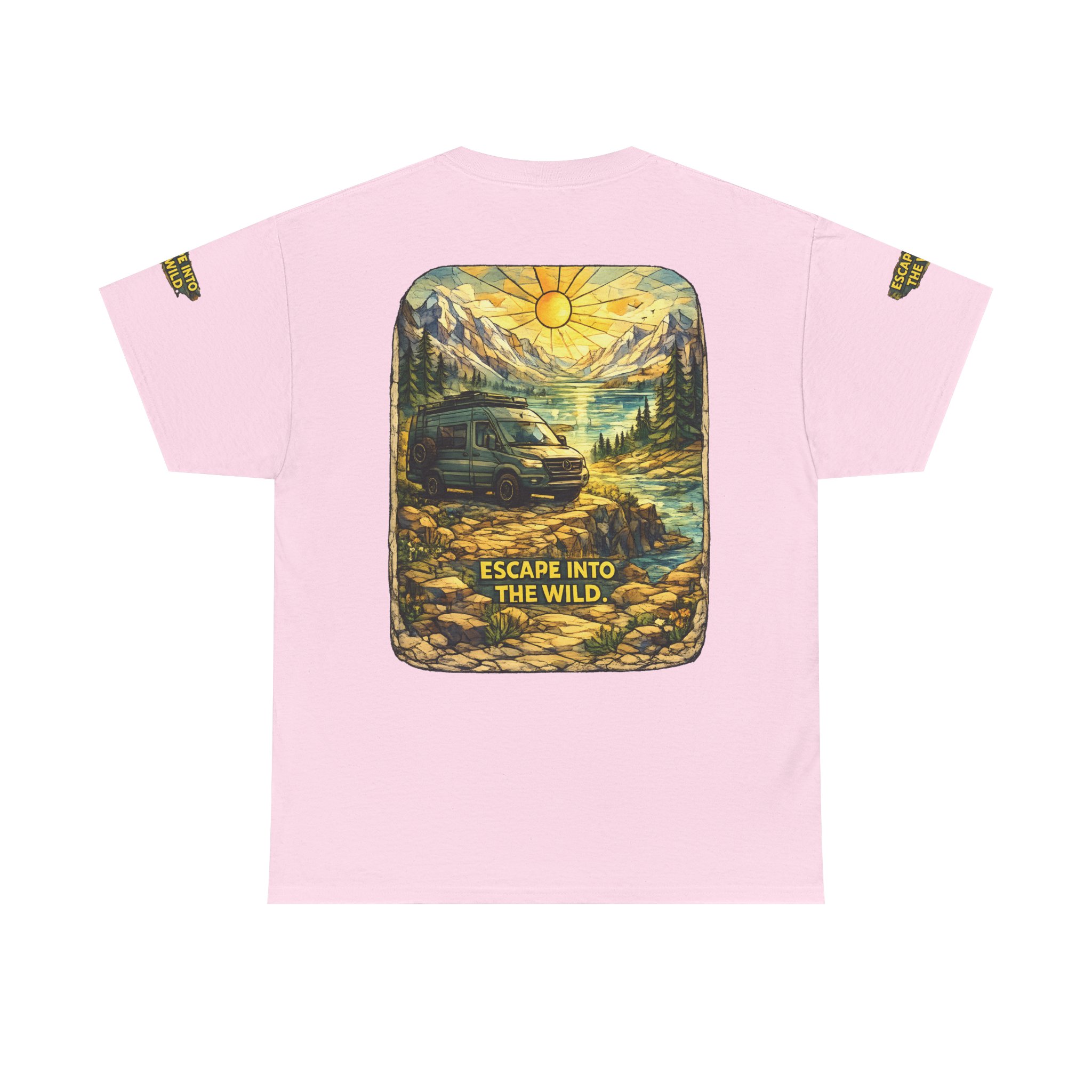 Unisex Heavy Cotton Tee — "Escape Into The Wild" Design Cubic-Line