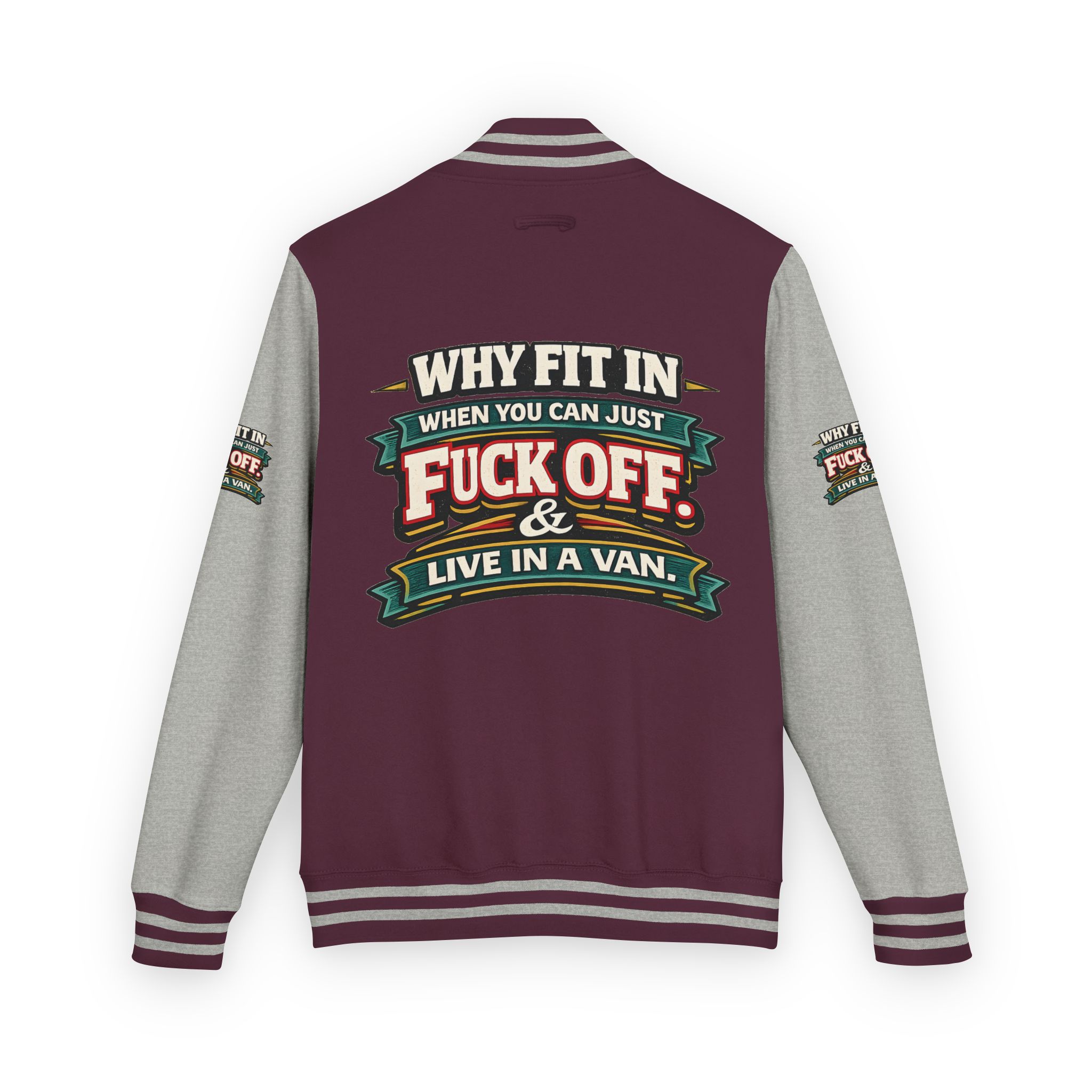 Unisex Heavyweight Letterman Jacket — "Why Fit In" Design F**K-Line