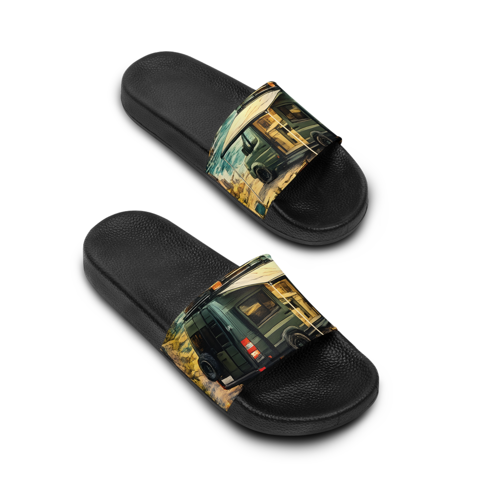 Men's Slide Sandals — Mercedes Camper Vibes for Men (Cubic-Line)