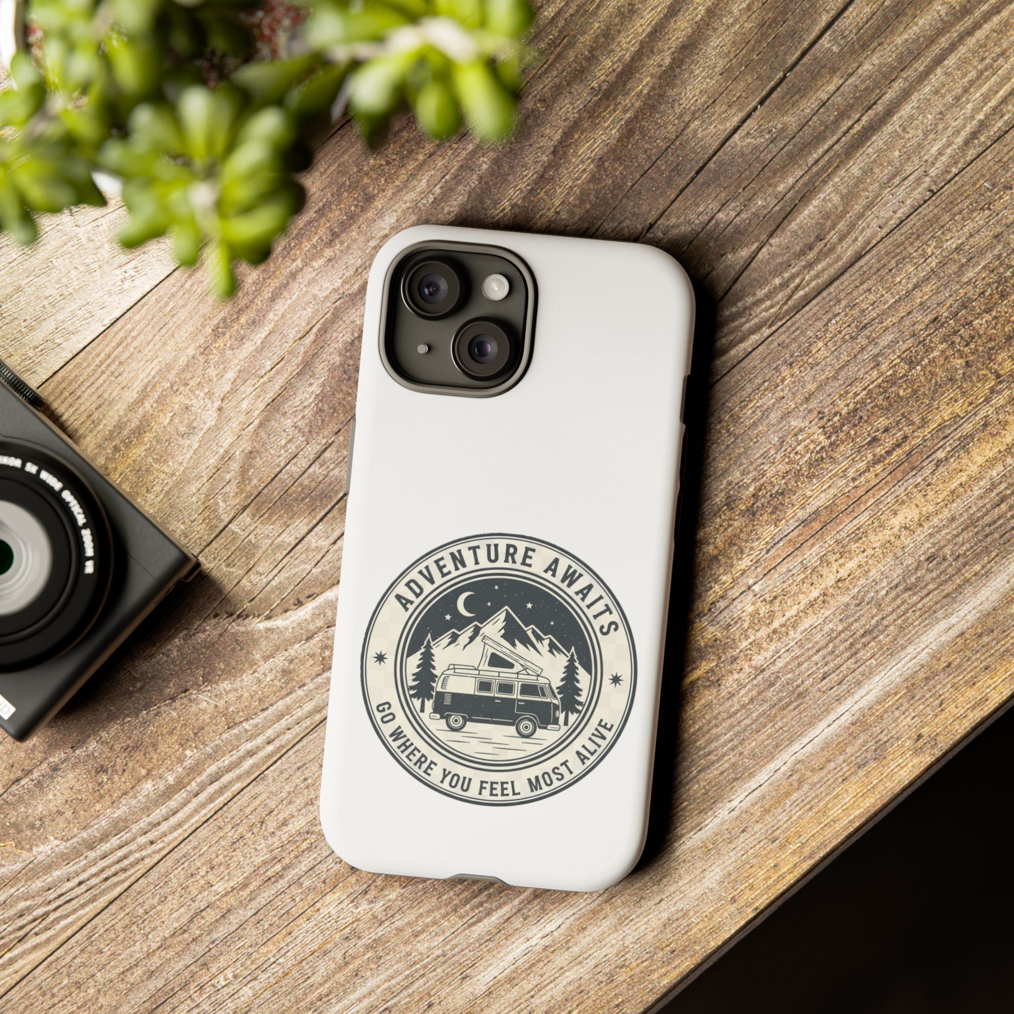 Phone Case — "Adventure Awaits-Go Where You Feel Most Alive" Camper Van Design