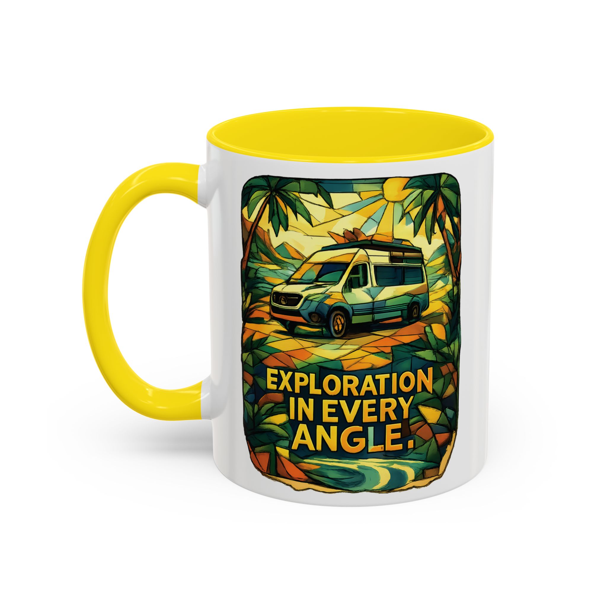 Accent Coffee Mug (11, 15oz) — "Exploration In Every Angle" Design Cubic-Line