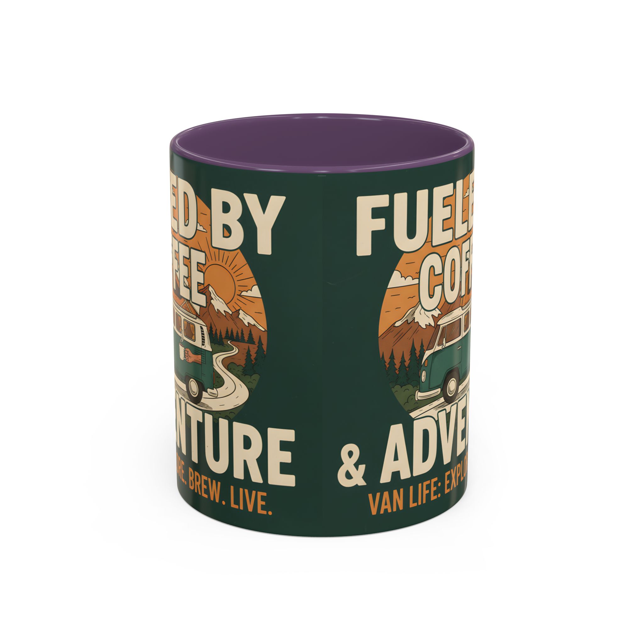 Accent Coffee Mug (11, 15oz) — "Fueled by Coffee & Adventure"
