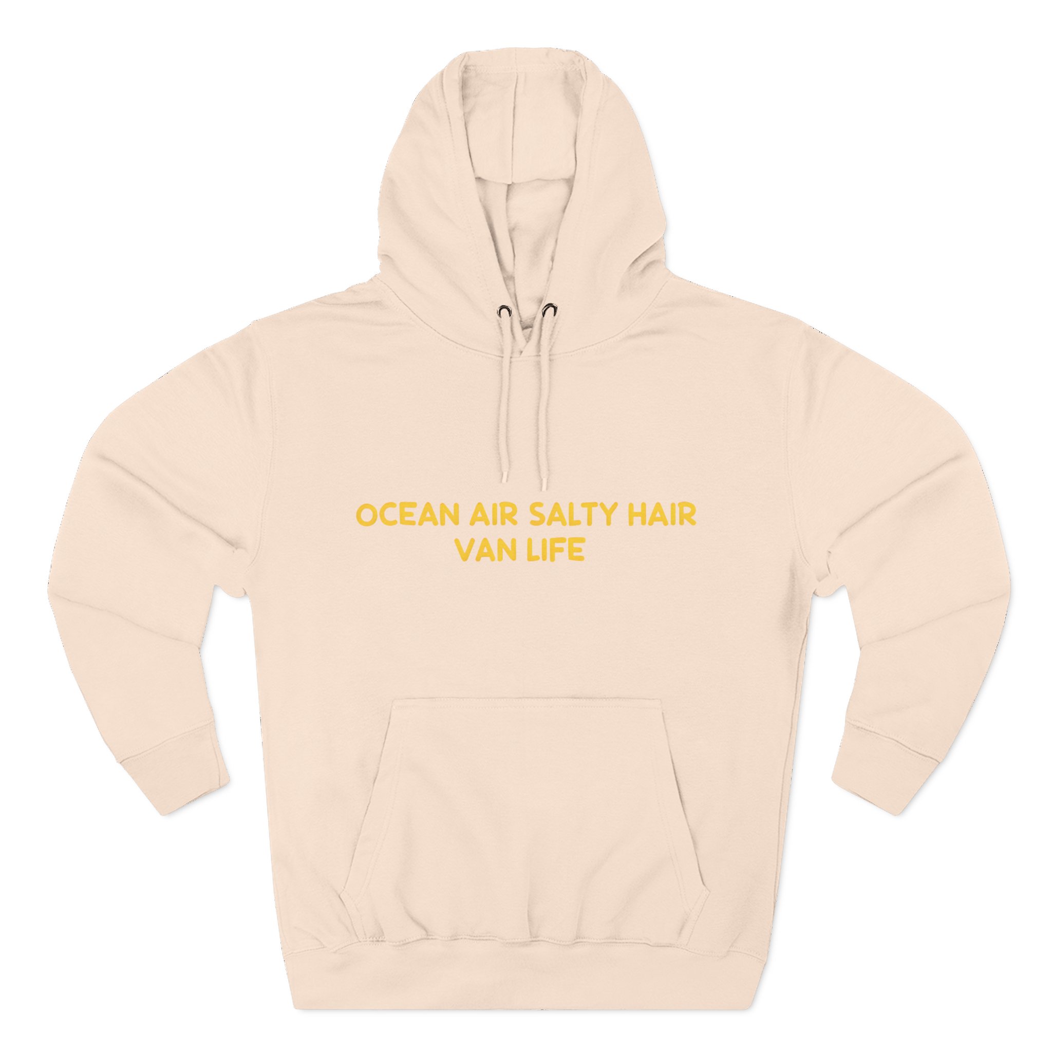 Three-Panel Fleece Hoodie - "Ocean Air Salty Hair Van Life" Design Sitcom-Line