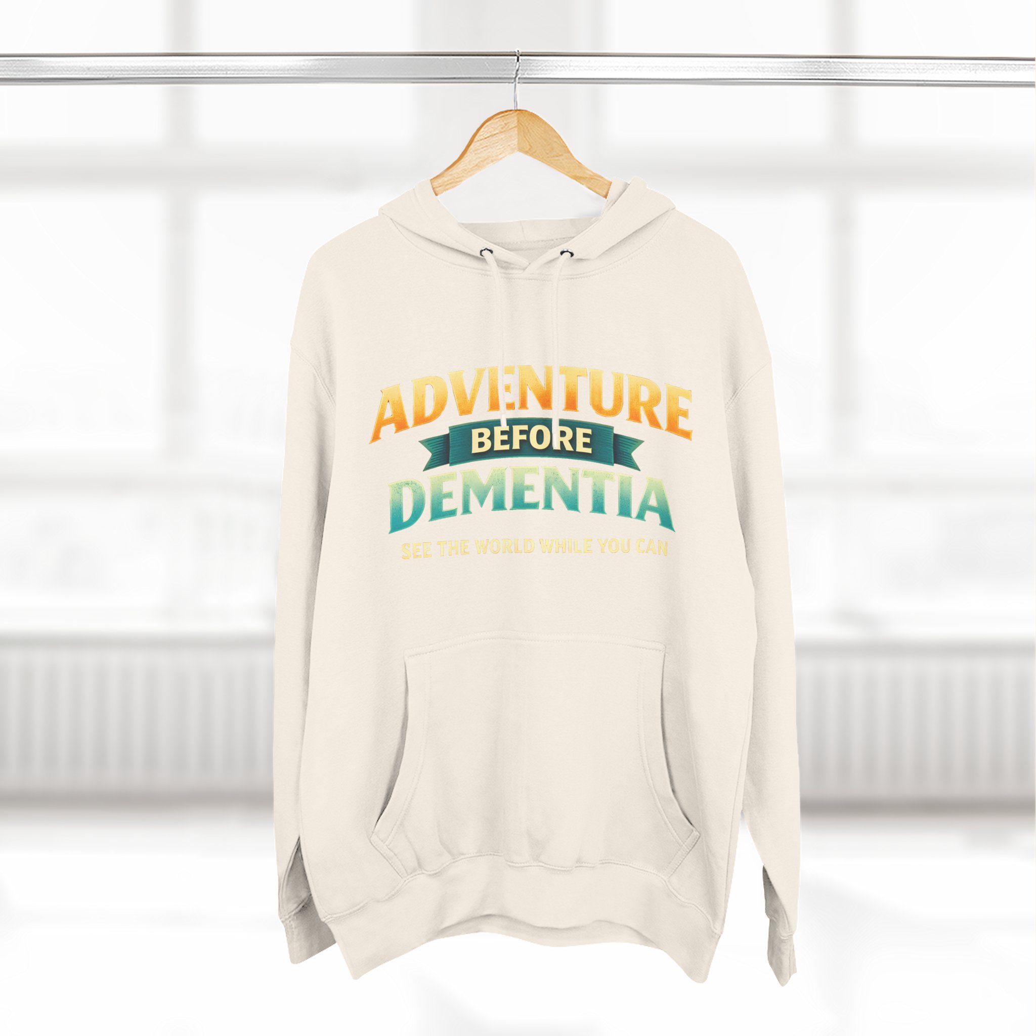 Three-Panel Fleece Hoodie - "Adventure Before Dementia" Design Scenic-Line