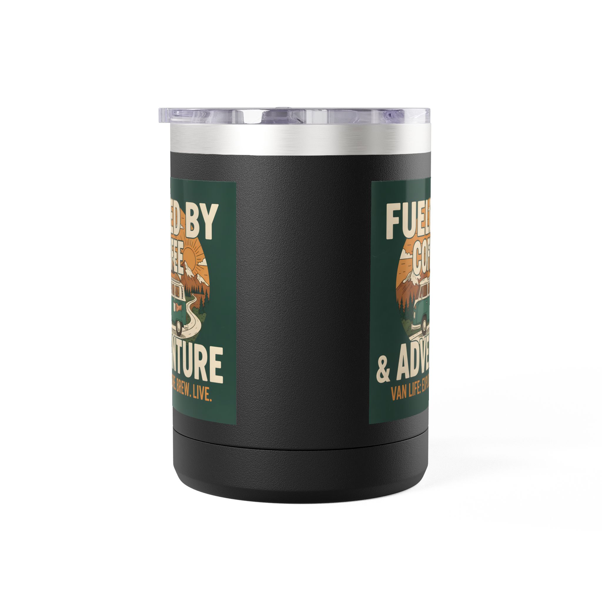 Coffee Mug Tumbler, 15oz — "Fueled by Coffee & Adventure"