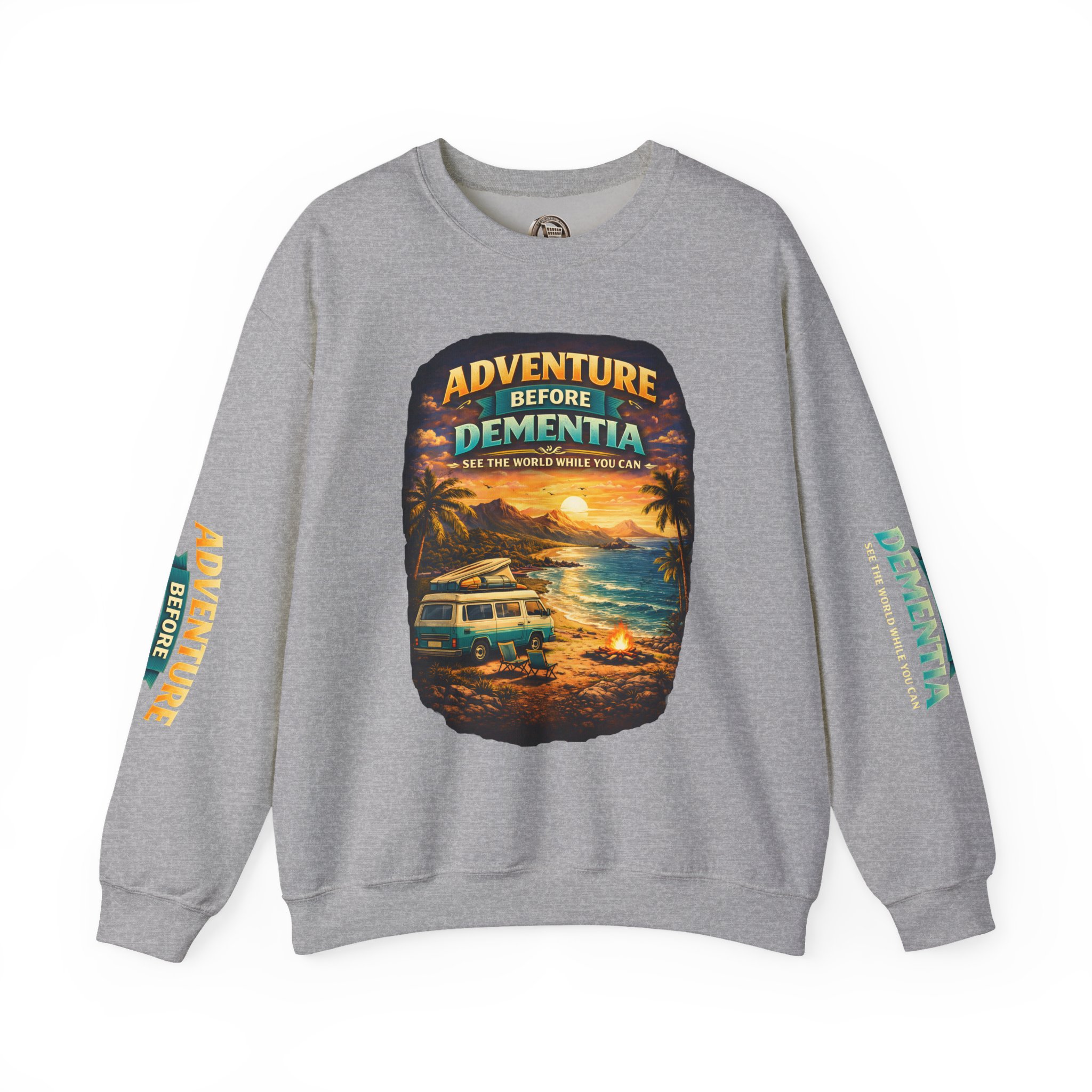 Unisex Heavy Blend™ Crewneck Sweatshirt — "Adventure Before Dementia" Design Scenic-Line