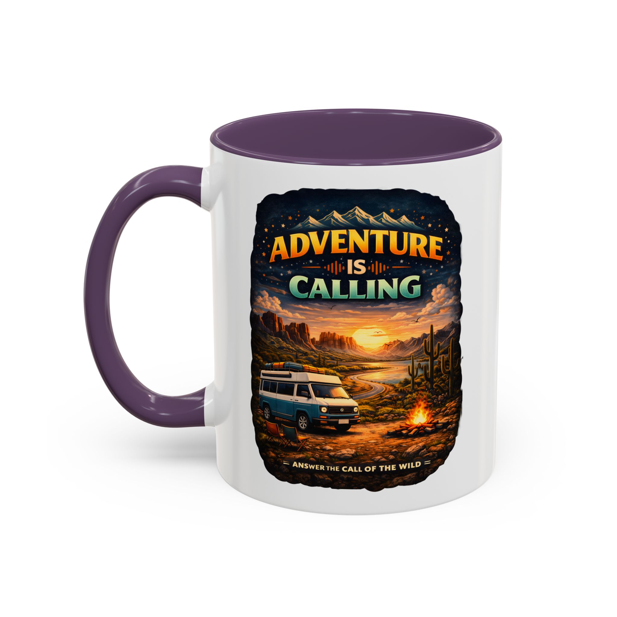Accent Coffee Mug (11, 15oz) — "Adventure Is Calling" Design Scenic-Line