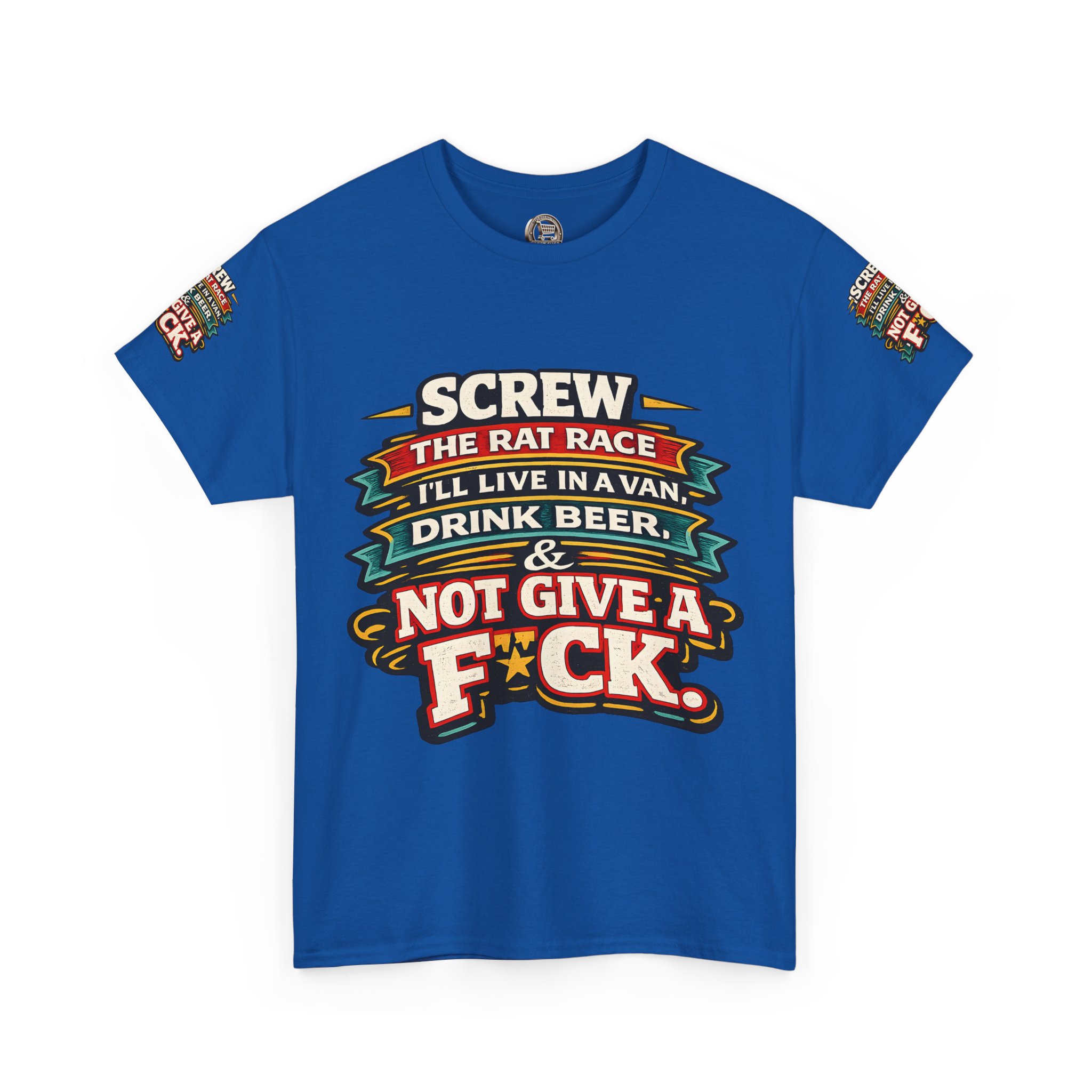 Unisex Heavy Cotton Tee — "Screw The Rat Race" Design F**K-Line