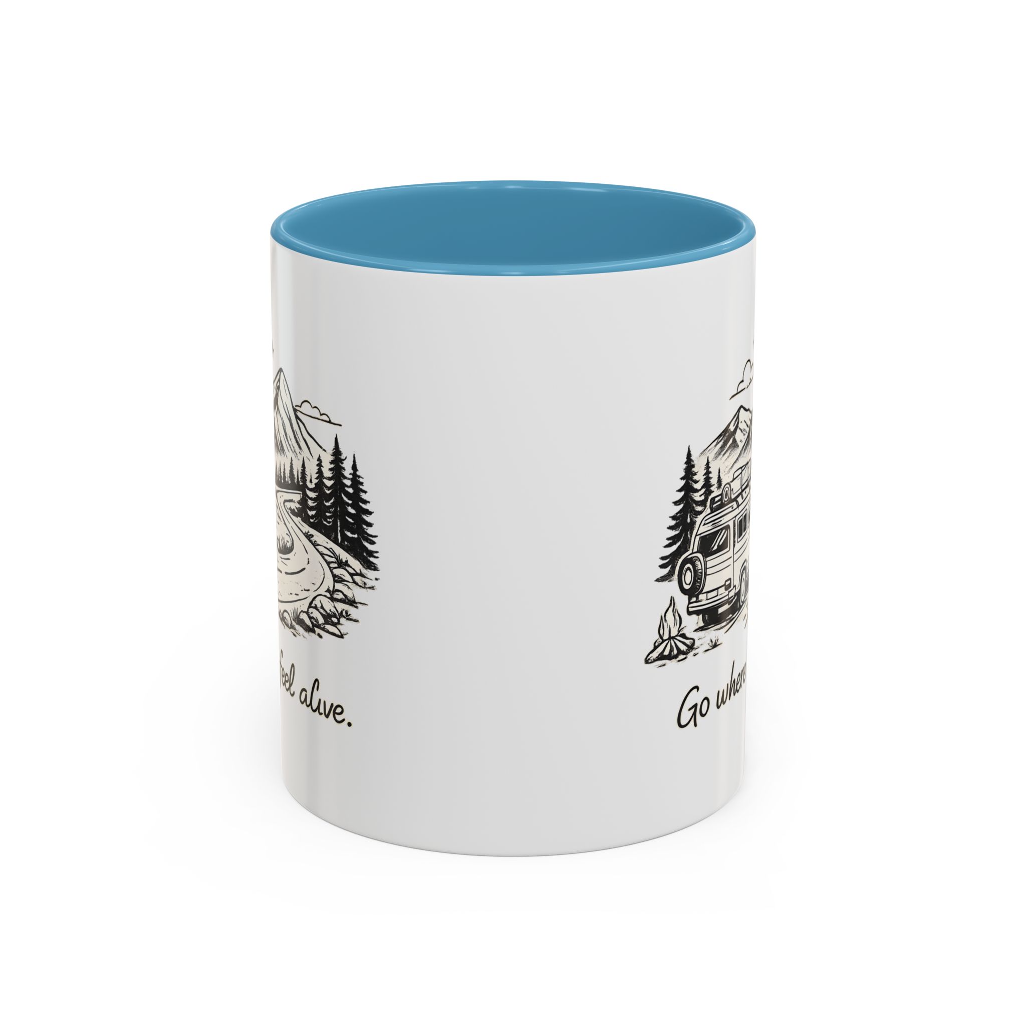 Accent Coffee Mug (11, 15oz) — "Go Where You Feel Alive" Design Minimal-Line