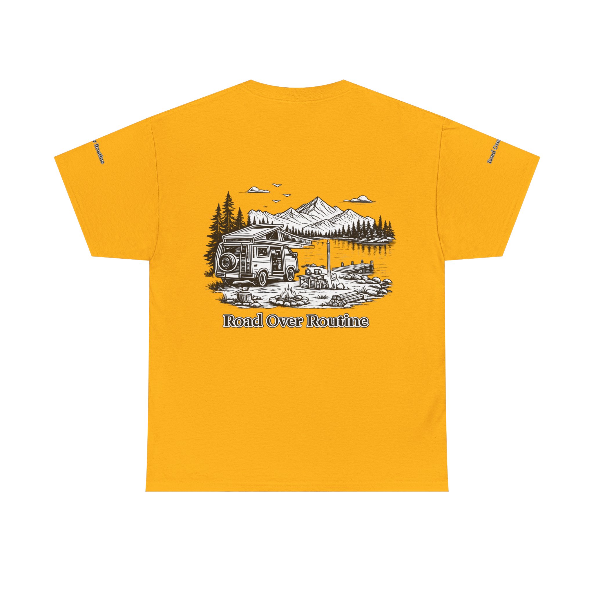 Unisex Heavy Cotton Tee — "Road Over Routine" Design Minimal-Line