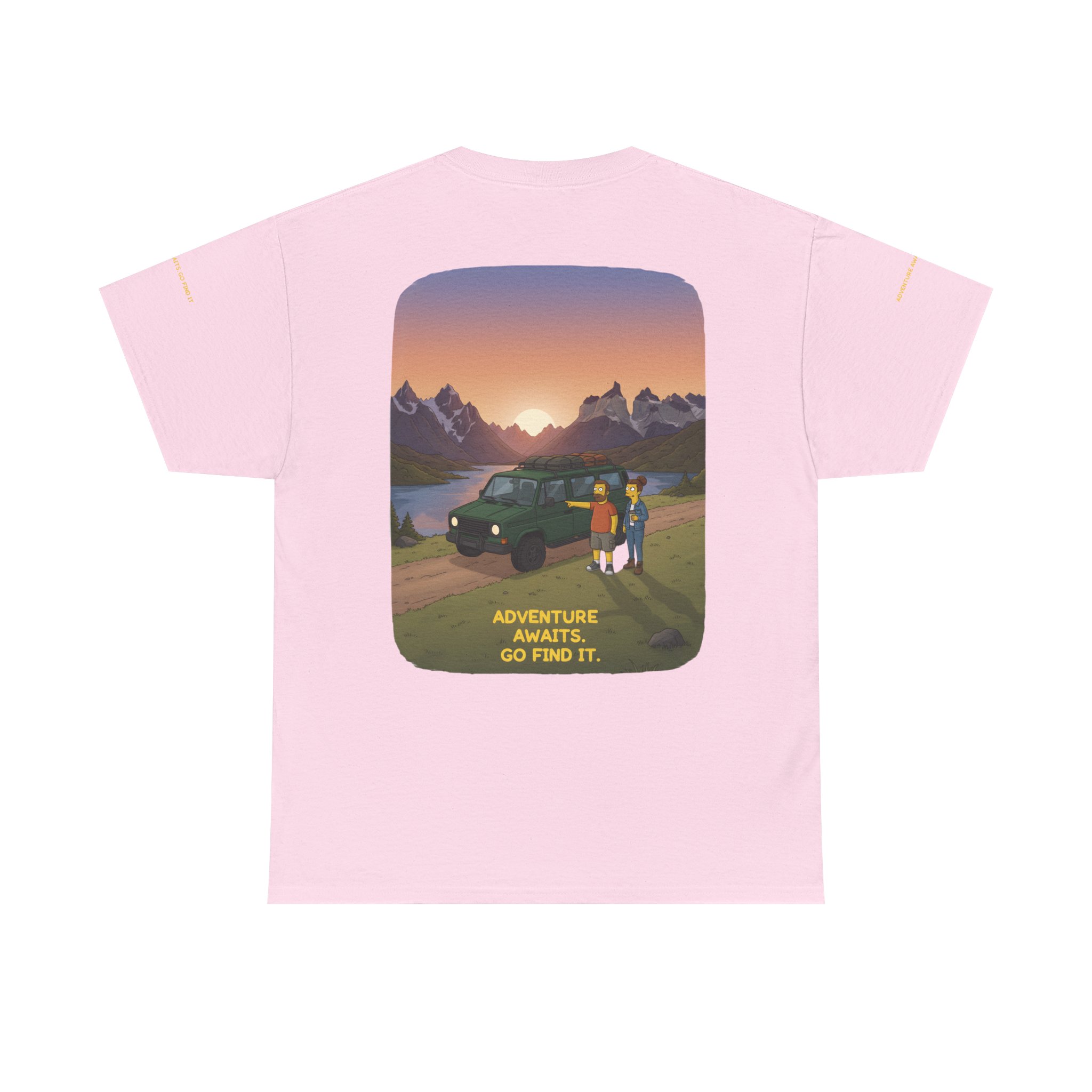 Unisex Heavy Cotton Tee — "Adventure Awaits-Go Find It" Design Sitcom-Line