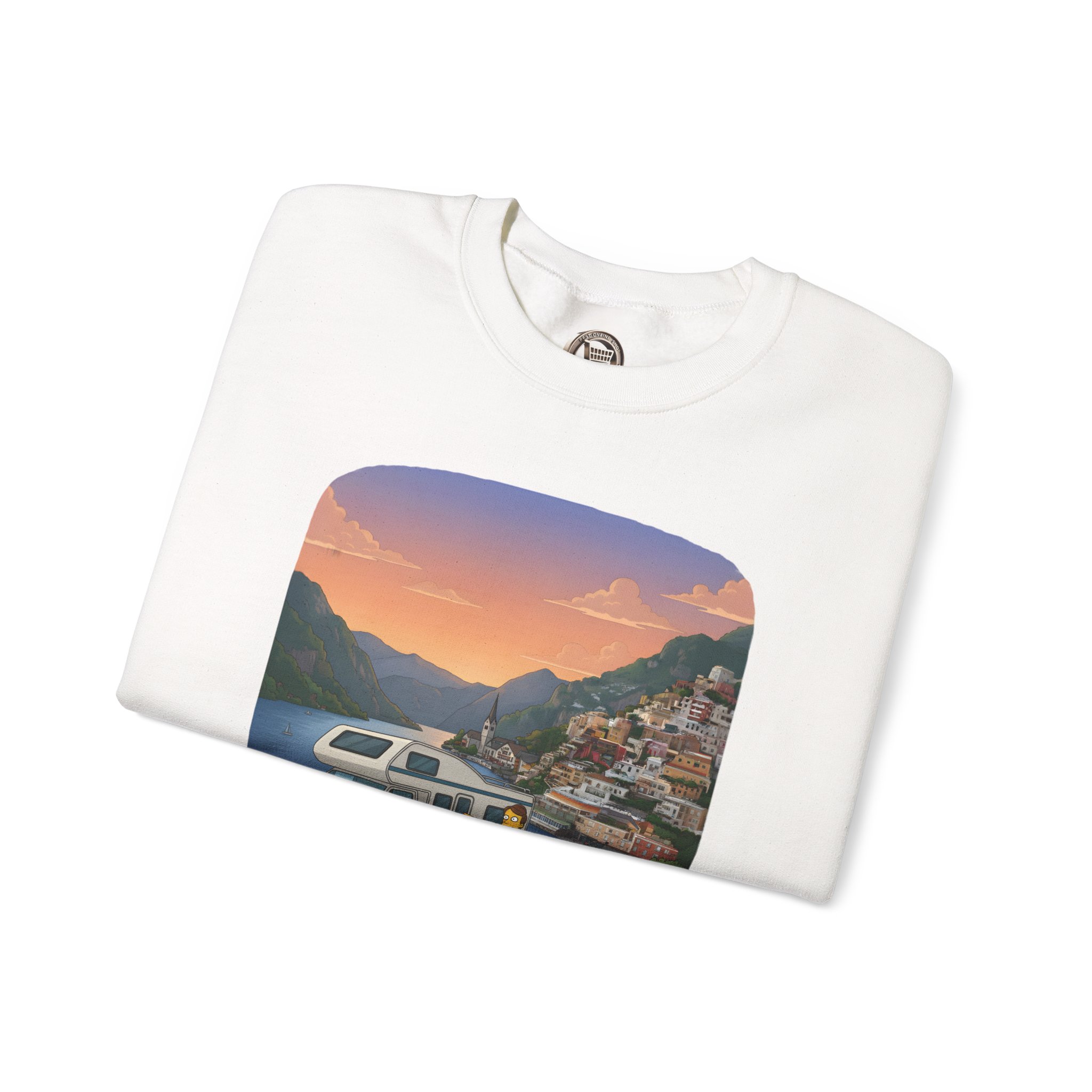 Unisex Heavy Blend™ Crewneck Sweatshirt — "Mountain Air-Alpine Adventure" Design Sitcom-Line