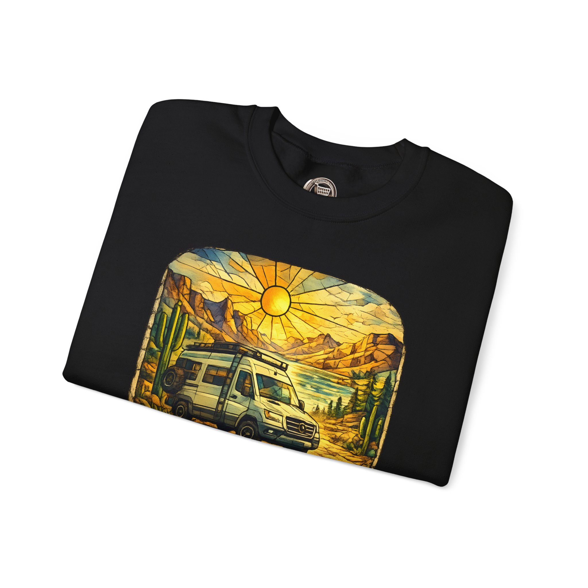 Unisex Heavy Blend™ Crewneck Sweatshirt — "Chase The Sun" Design Cubic-Line