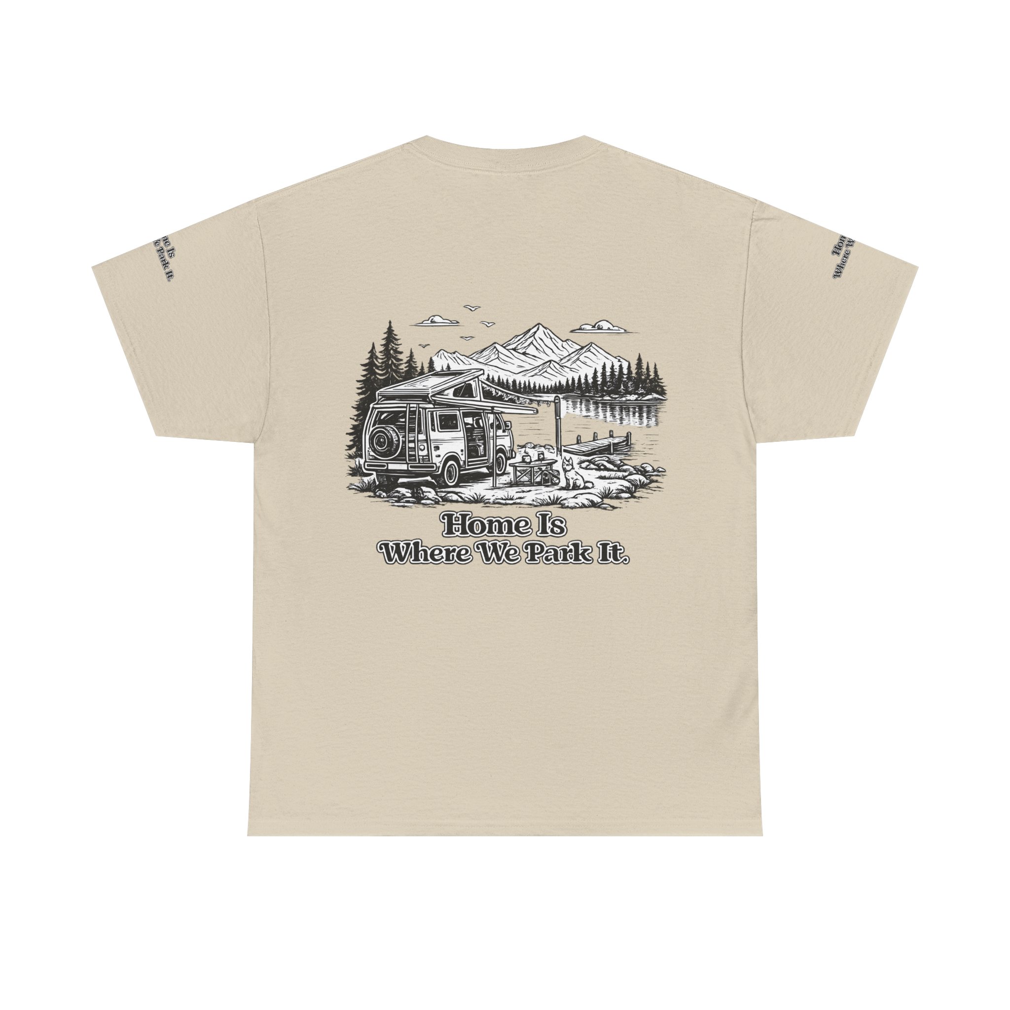 Unisex Heavy Cotton Tee — "Home Is Where You Park It" Design Minimal-Line