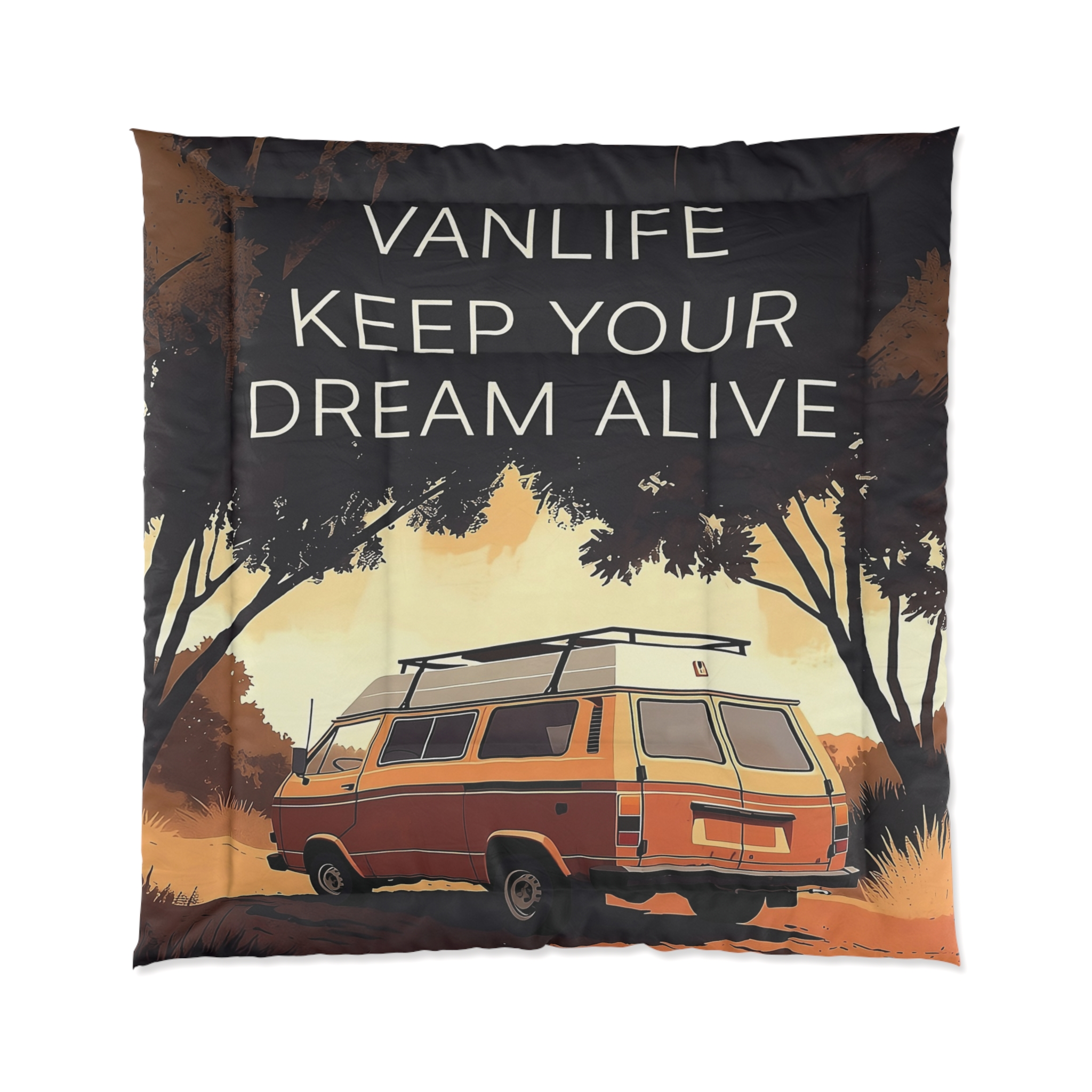 Comforter – “Vanlife Keep Your Dream Alive” Retro Camper Bedding
