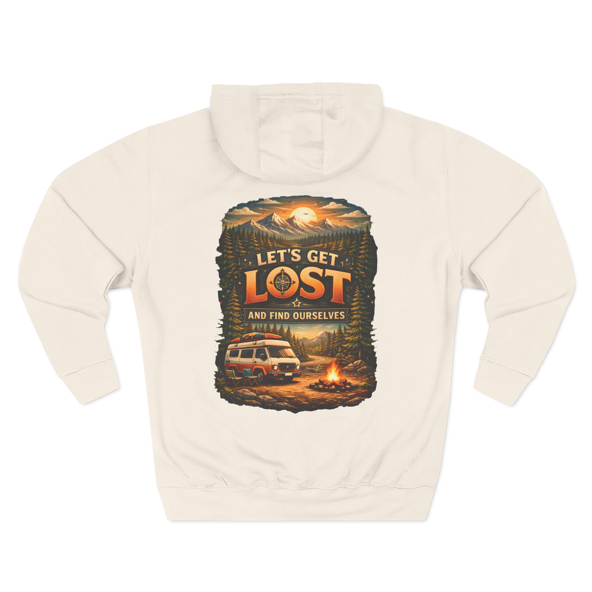 Three-Panel Fleece Hoodie - "Let´s Get Lost And Found Ourselfs" Design Scenic-Line