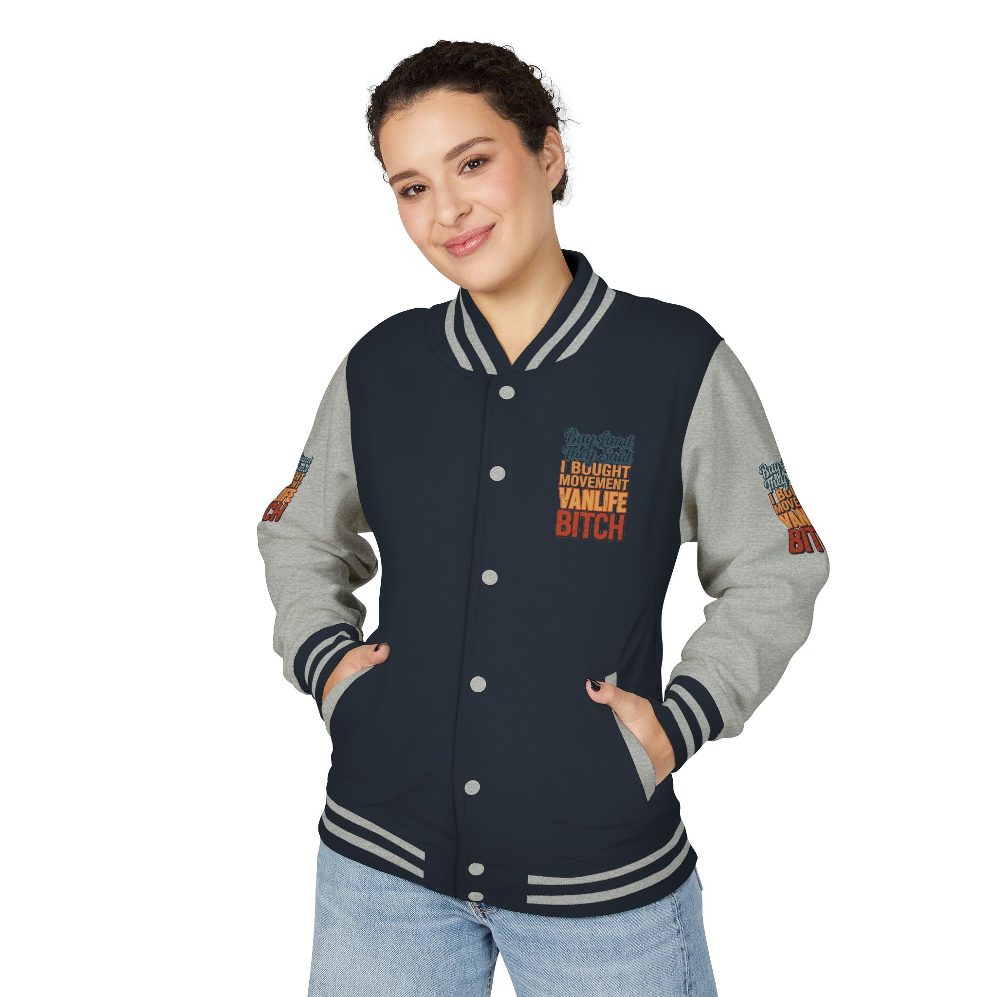 8341158773679108901_2048-1.jpeg Unisex Heavyweight Letterman Jacket — "Buy Land They Said" Design F**K-Line