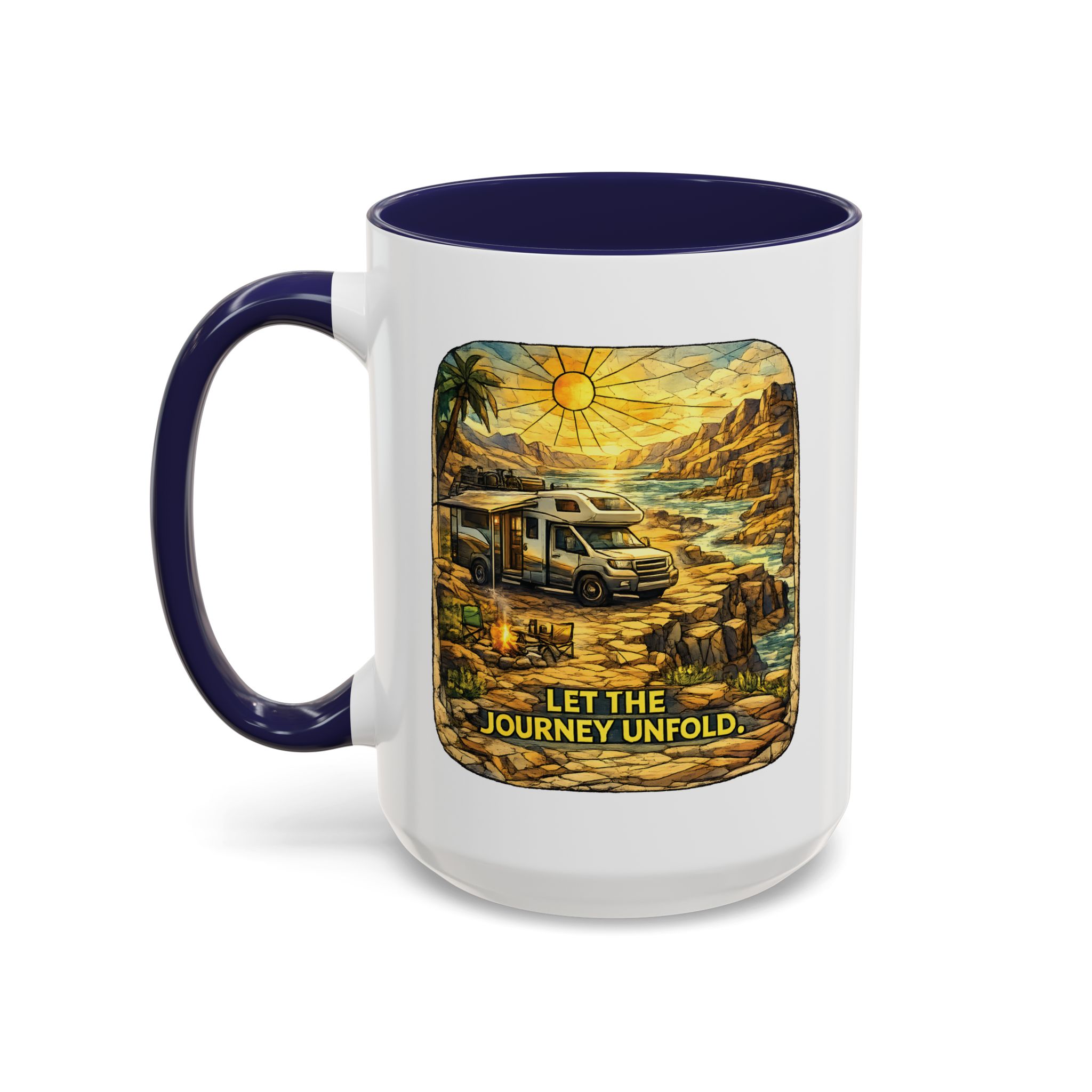 8342665983695265913_2048.jpeg Accent Coffee Mug (11, 15oz) — "Let The Journey Unfold" Design Cubic-Line