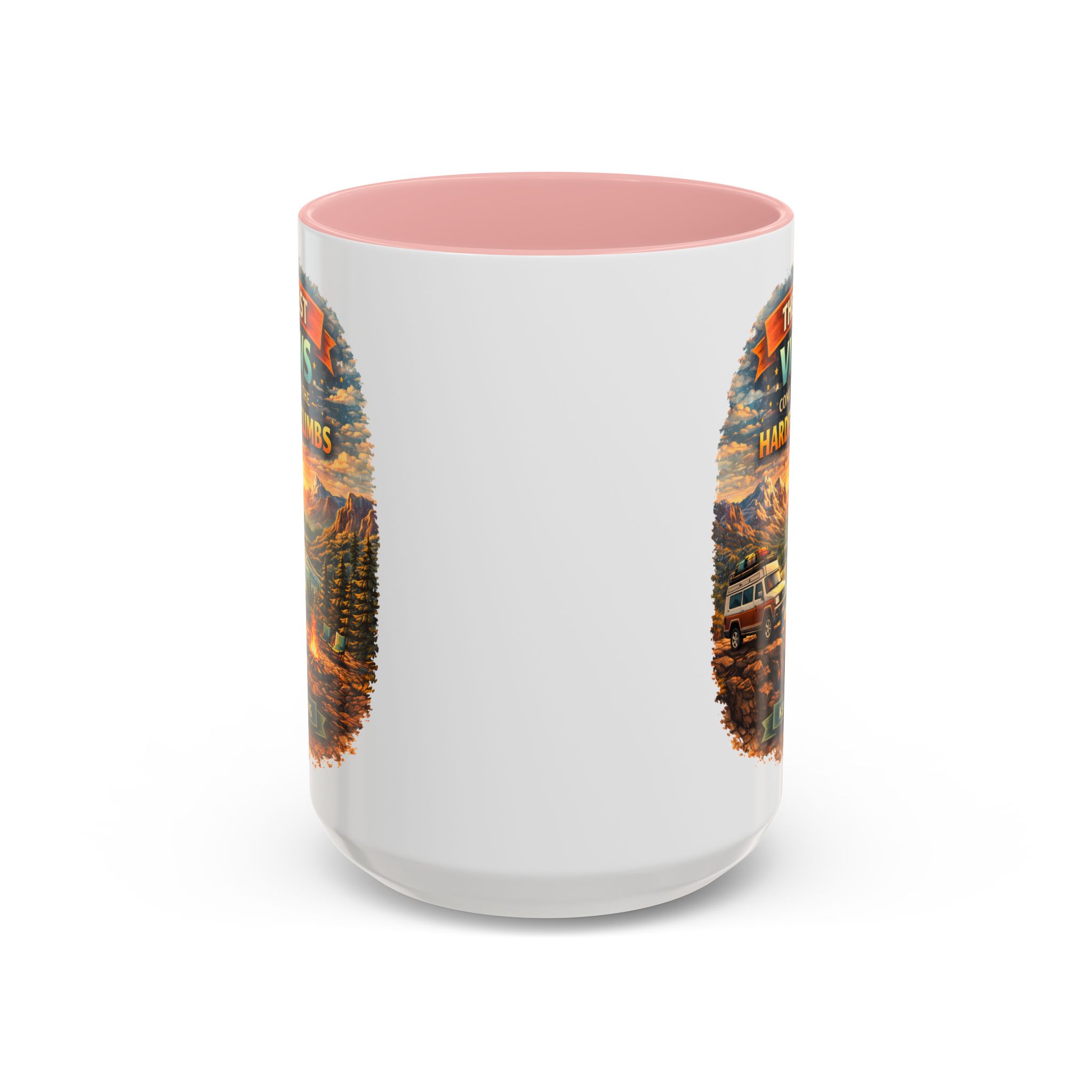 Accent Coffee Mug (11, 15oz) — "The Best Views" Design Scenic-Line