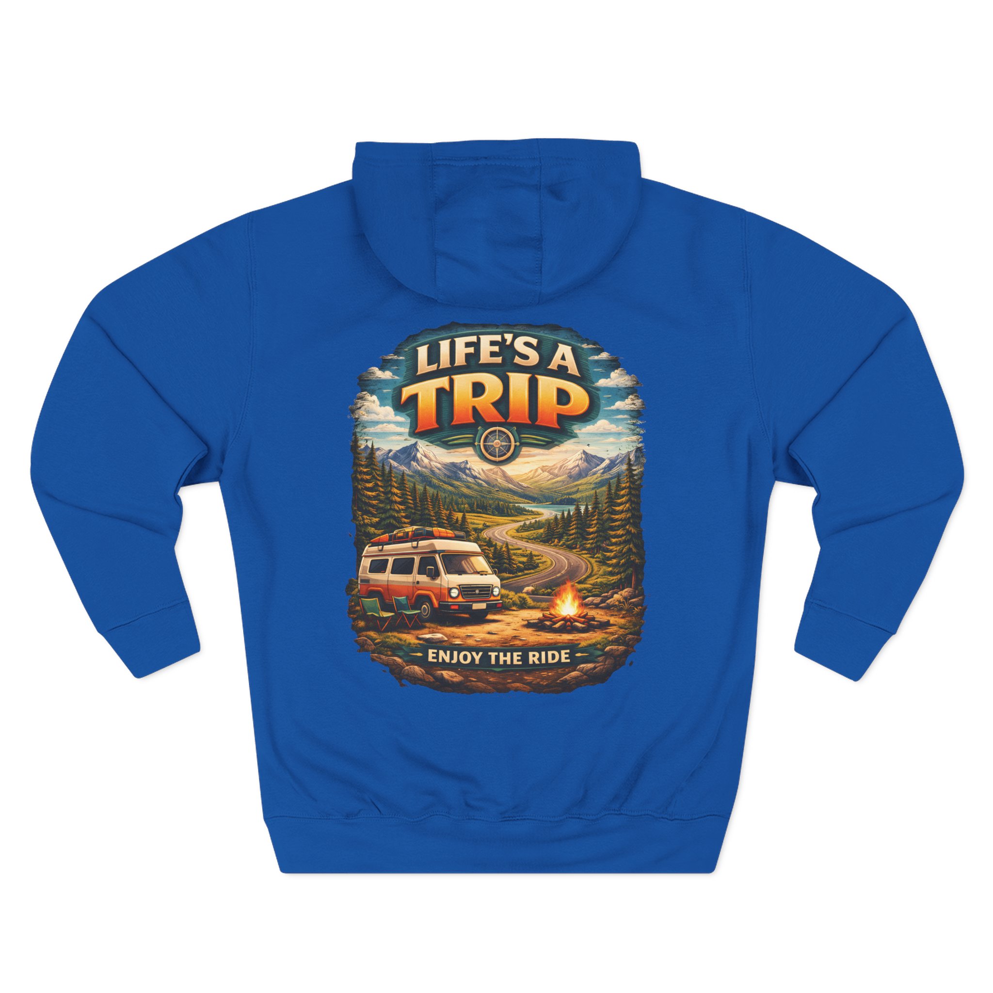 Three-Panel Fleece Hoodie - "Life s A Trip" Design Scenic-Line