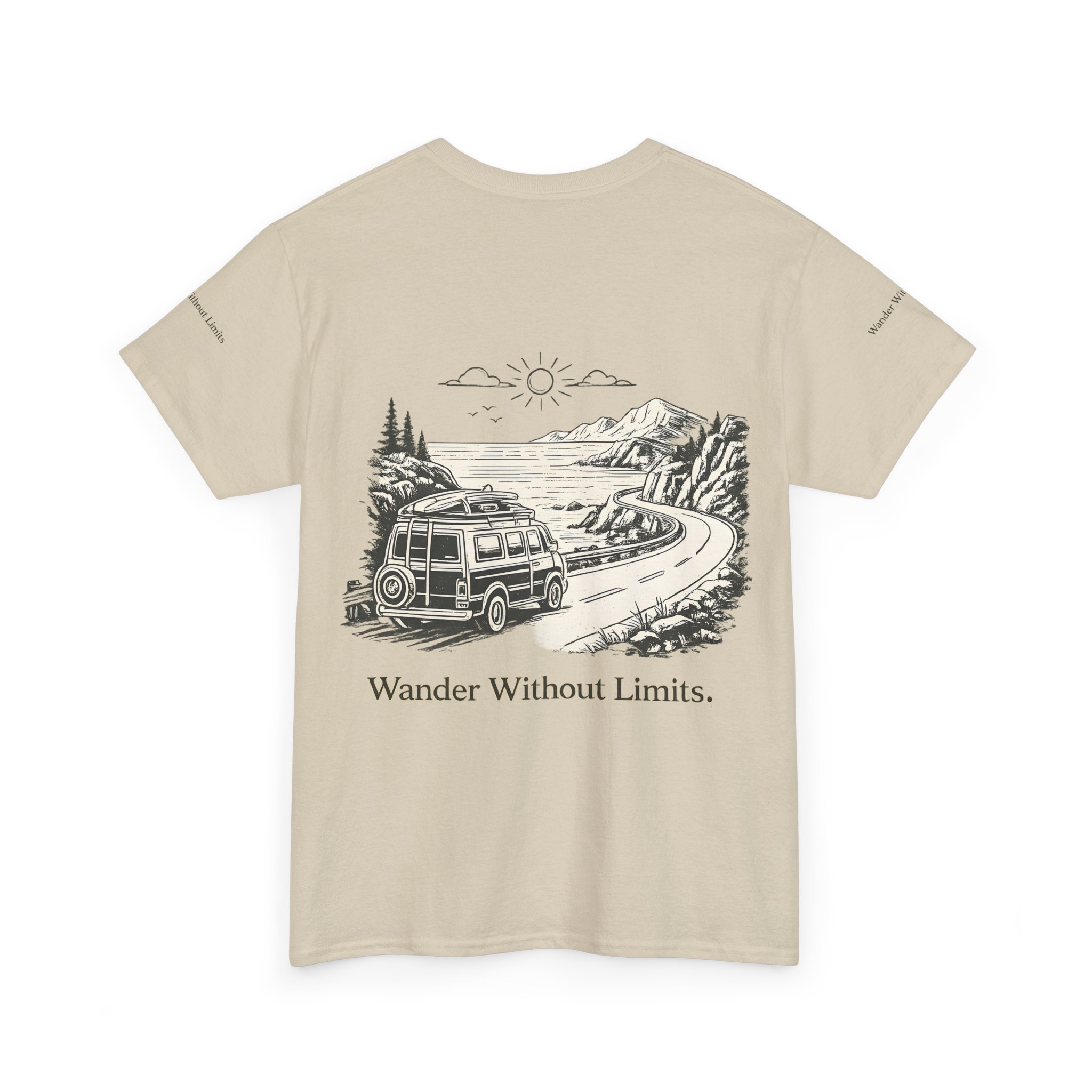 8348928685904279638_2048.jpeg Unisex Heavy Cotton Tee — "Wander Without Limits" Design Minimal-Line