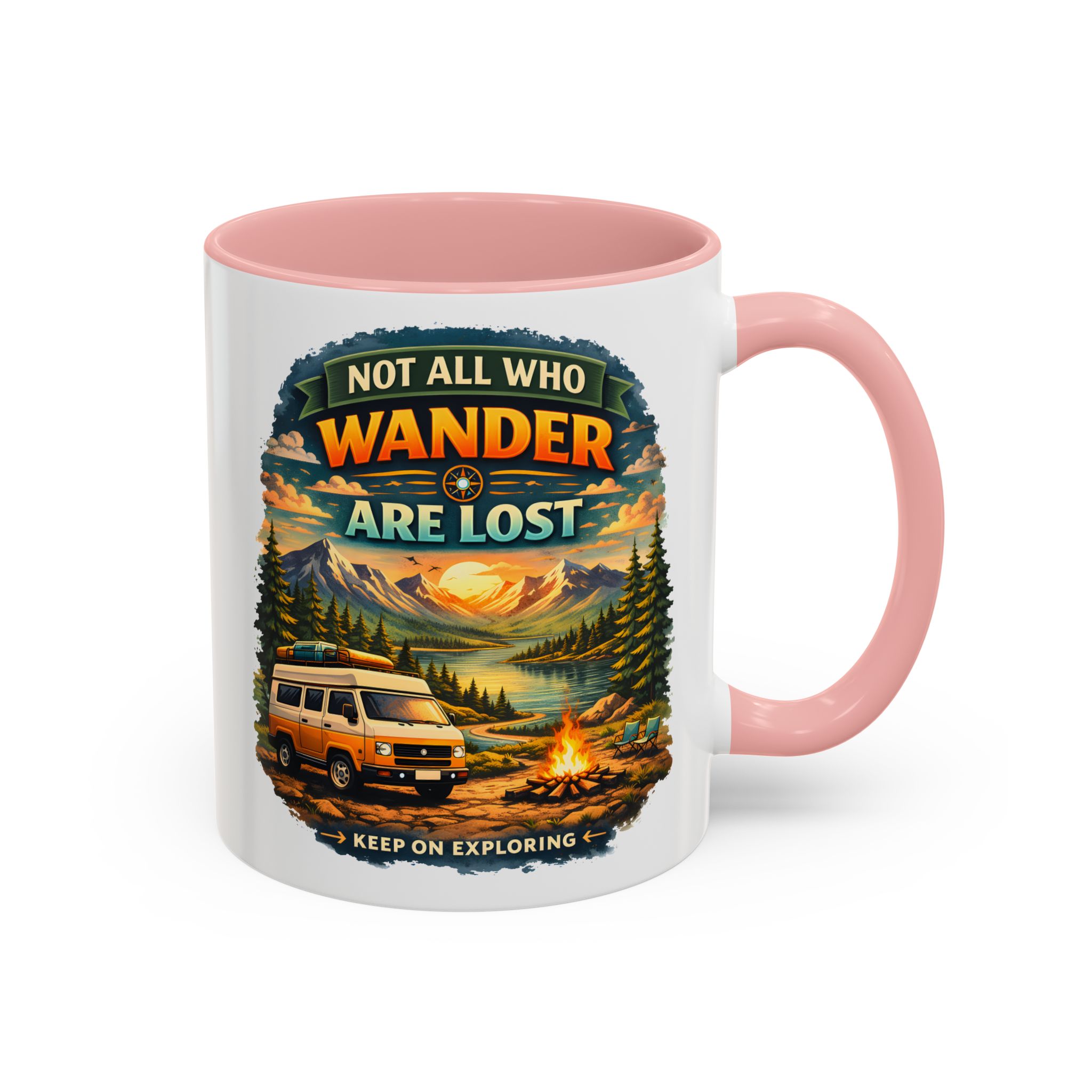 Accent Coffee Mug (11, 15oz) — "Not All Who Wander Are Lost" Design Scenic-Line
