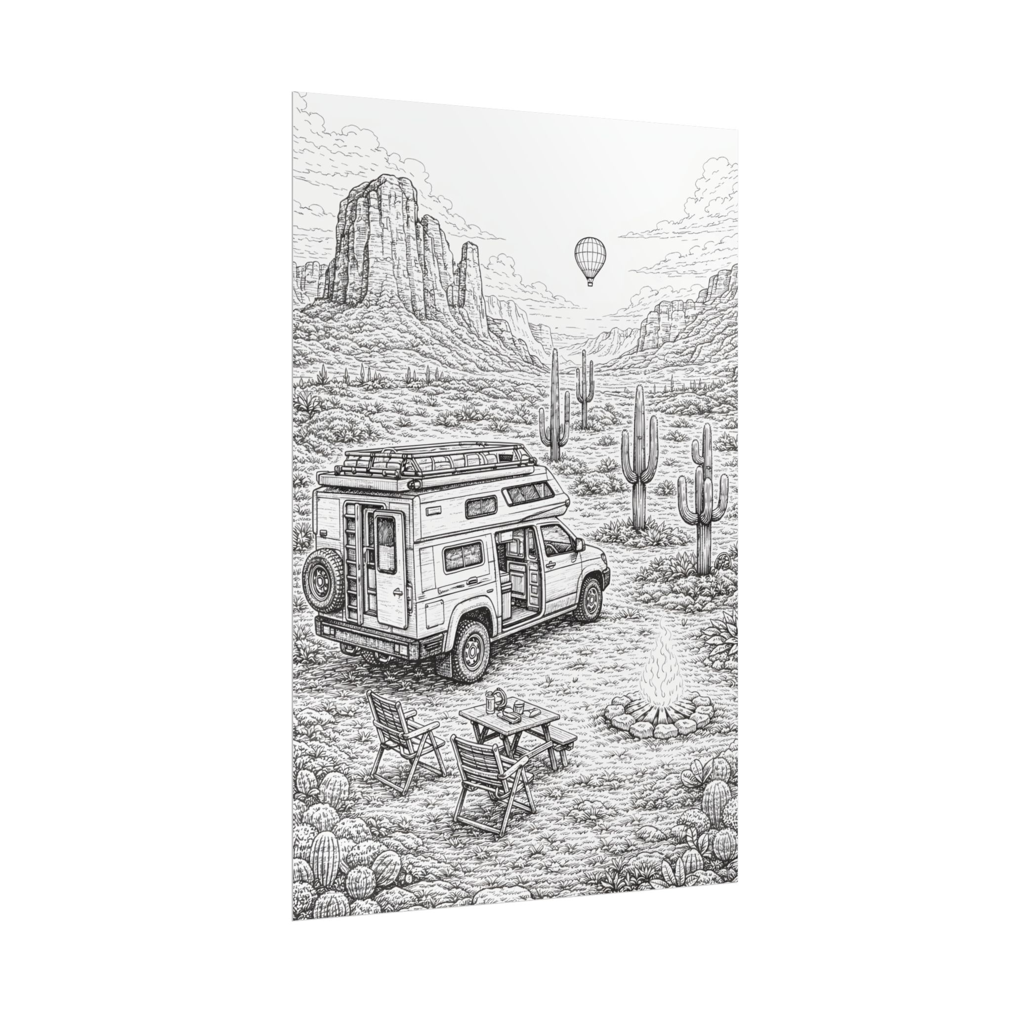 Campervan Poster — Vintage RV Camping Landscape Wall Art