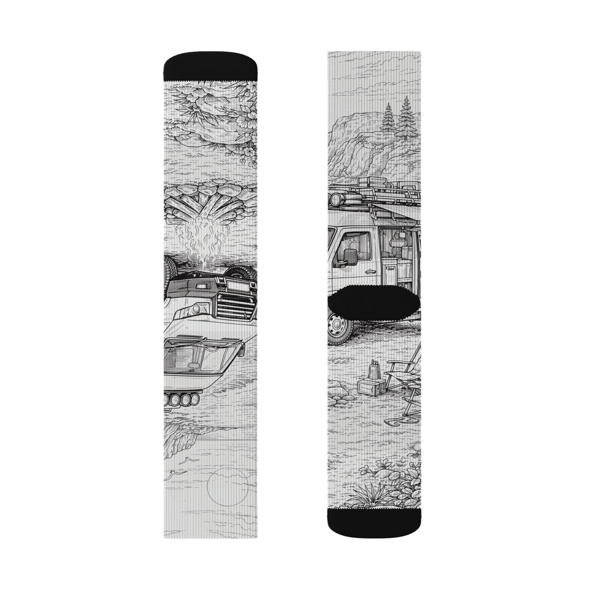 Sublimation Socks — Retro Camper Roadtrip Crew Socks