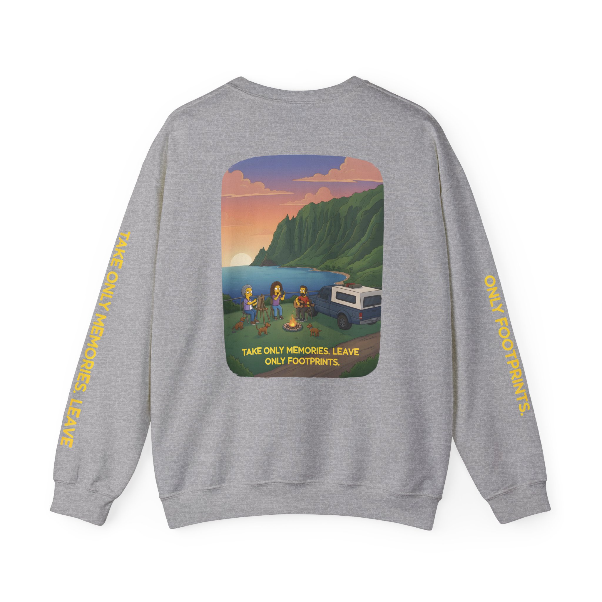 Unisex Heavy Blend™ Crewneck Sweatshirt — "Take Only Memories-Leave Only Footprints" Design Sitcom-Line
