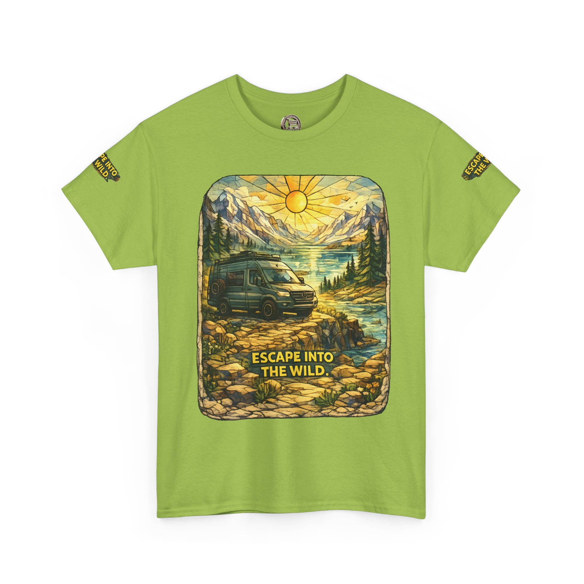 Unisex Heavy Cotton Tee — "Escape Into The Wild" Design Cubic-Line