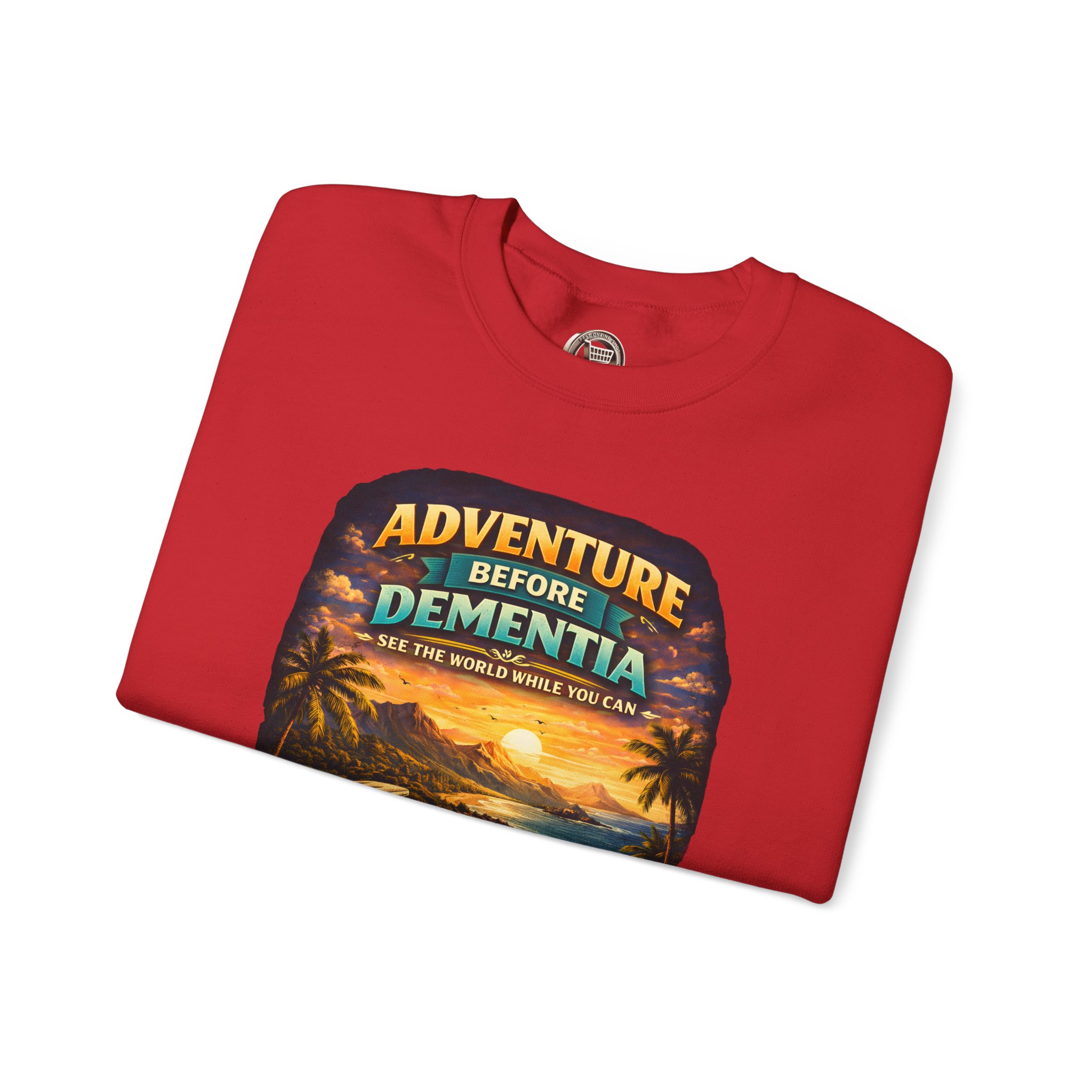 Unisex Heavy Blend™ Crewneck Sweatshirt — "Adventure Before Dementia" Design Scenic-Line