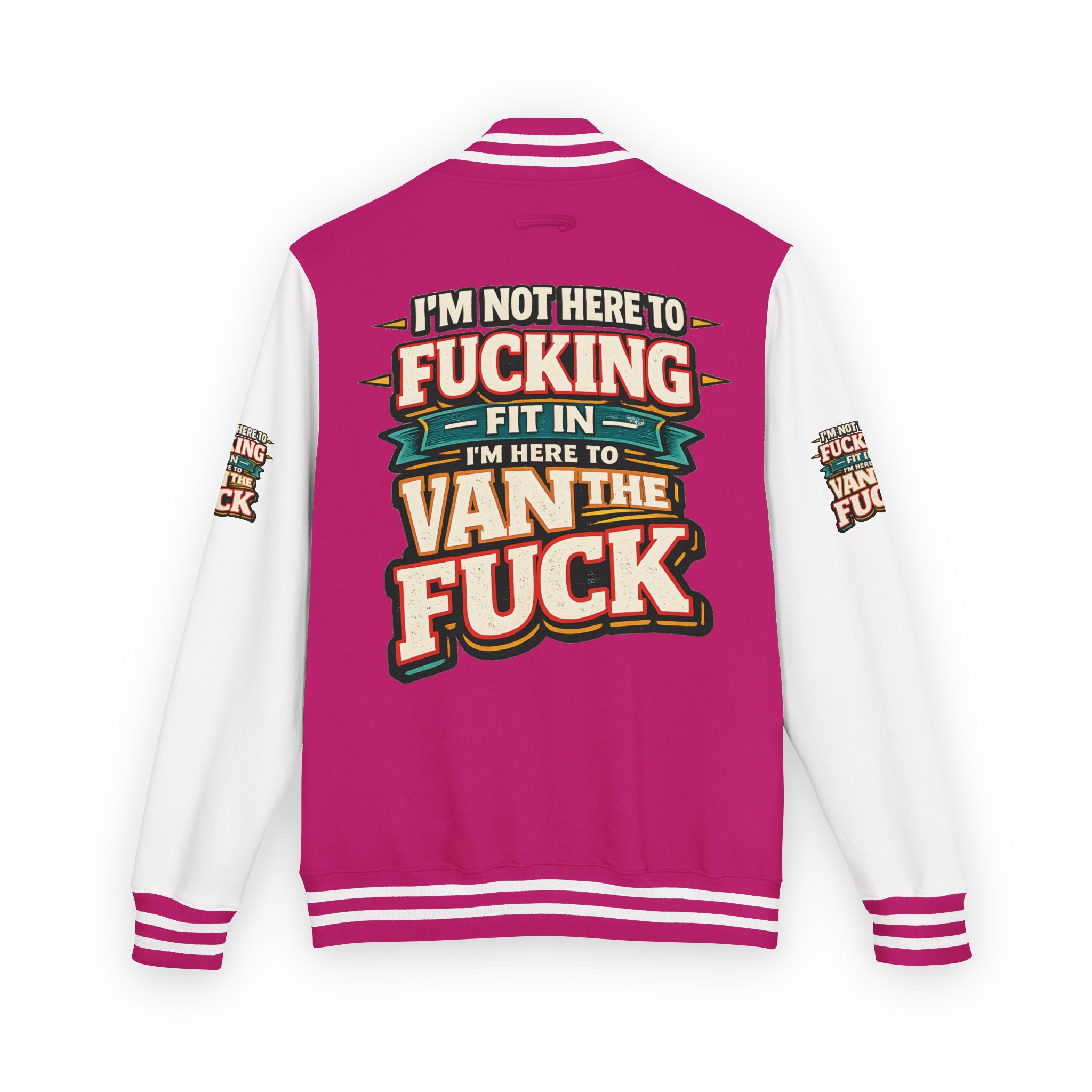 Unisex Heavyweight Letterman Jacket — "I´m Not Here To Fucking Fit In" Design F**K-Line