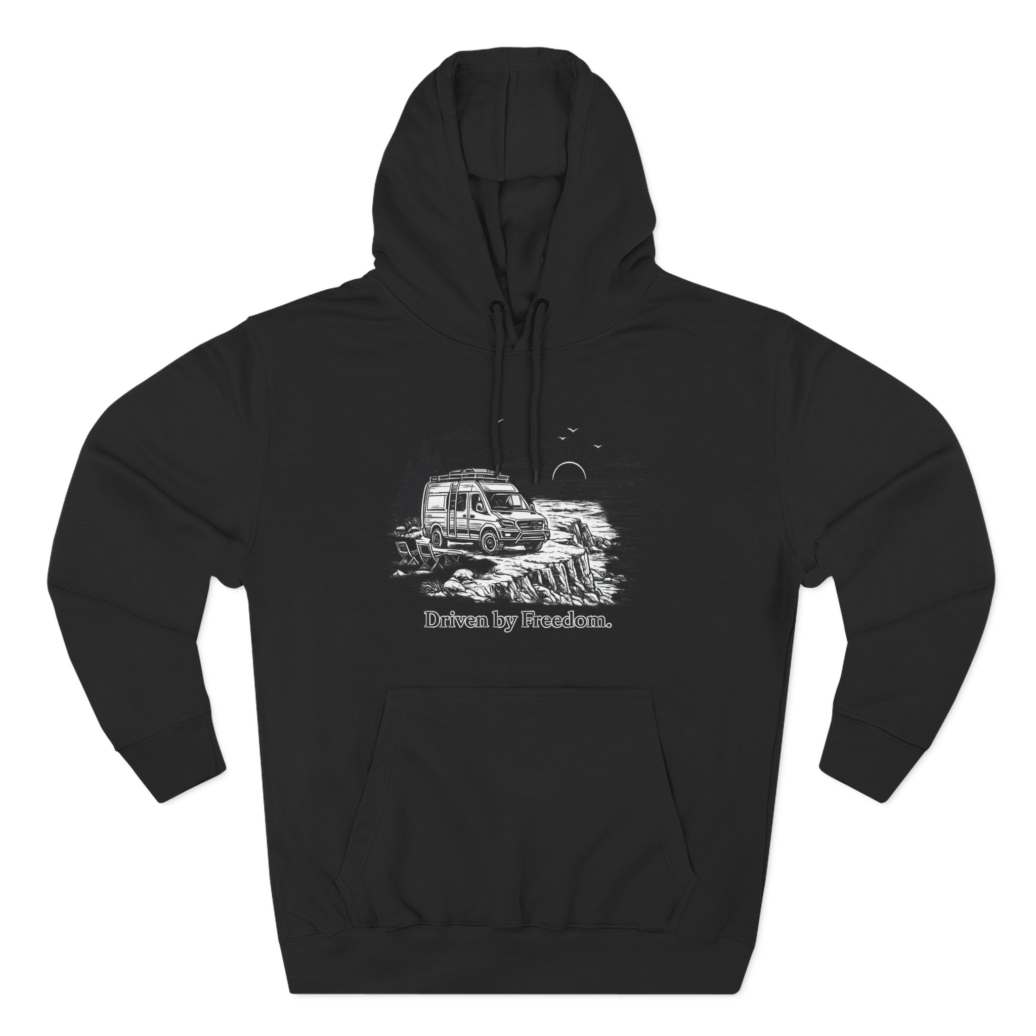 Three-Panel Fleece Hoodie - "Driven By Freedom" Design Minimal-Line