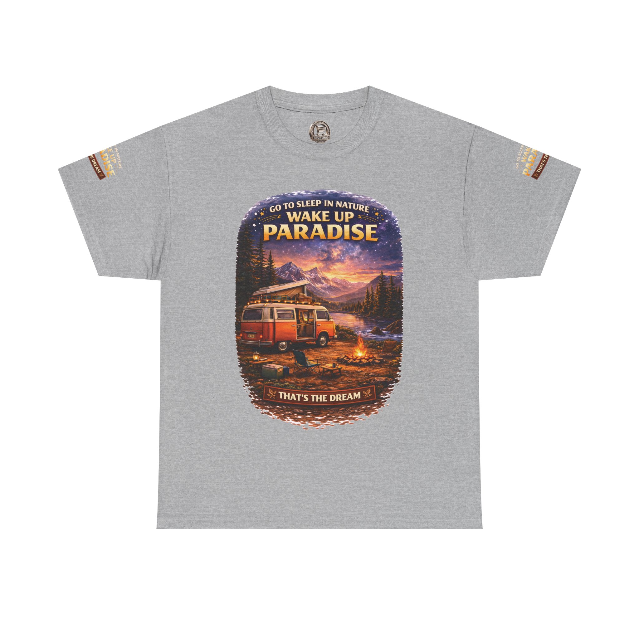 Unisex Heavy Cotton Tee — "Go Sleep In Nature" Design Scenic-Line