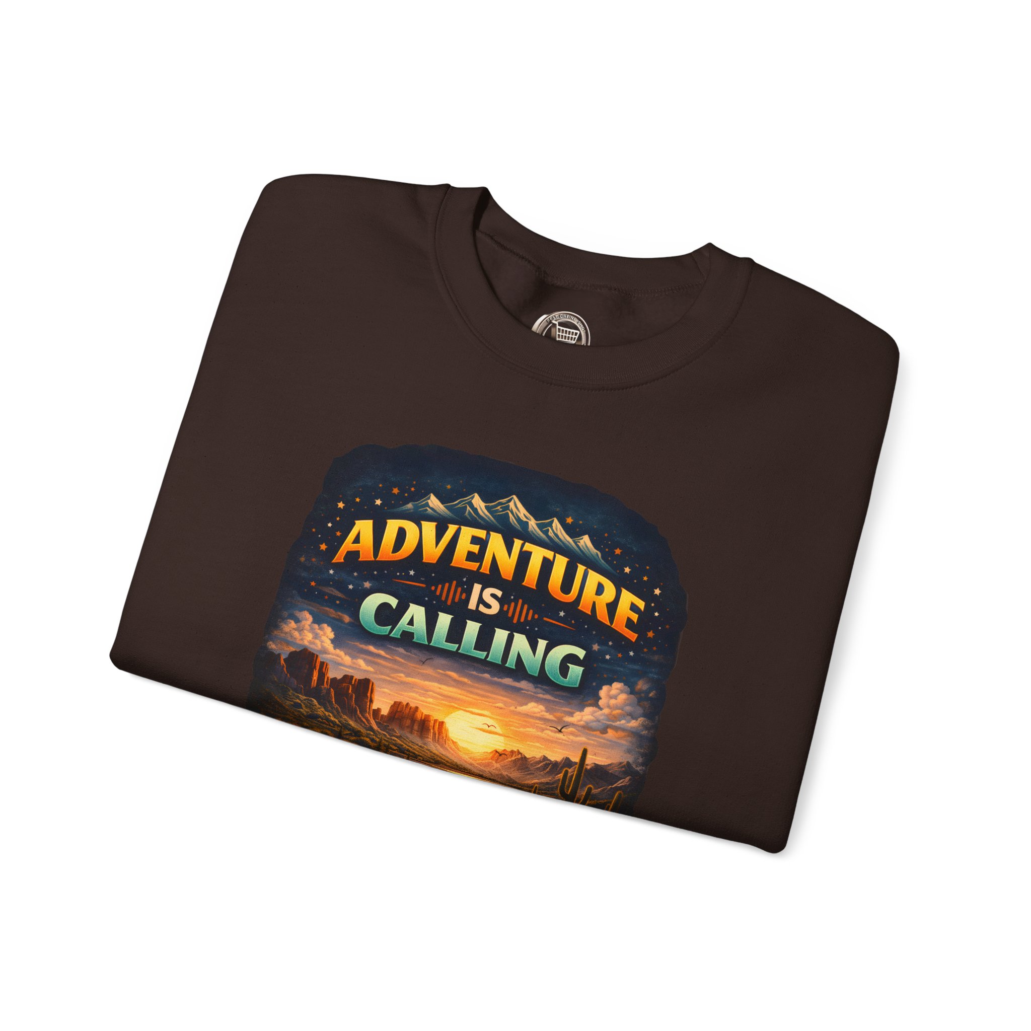 Unisex Heavy Blend™ Crewneck Sweatshirt — "Adventure Is Calling" Design Scenic-Line