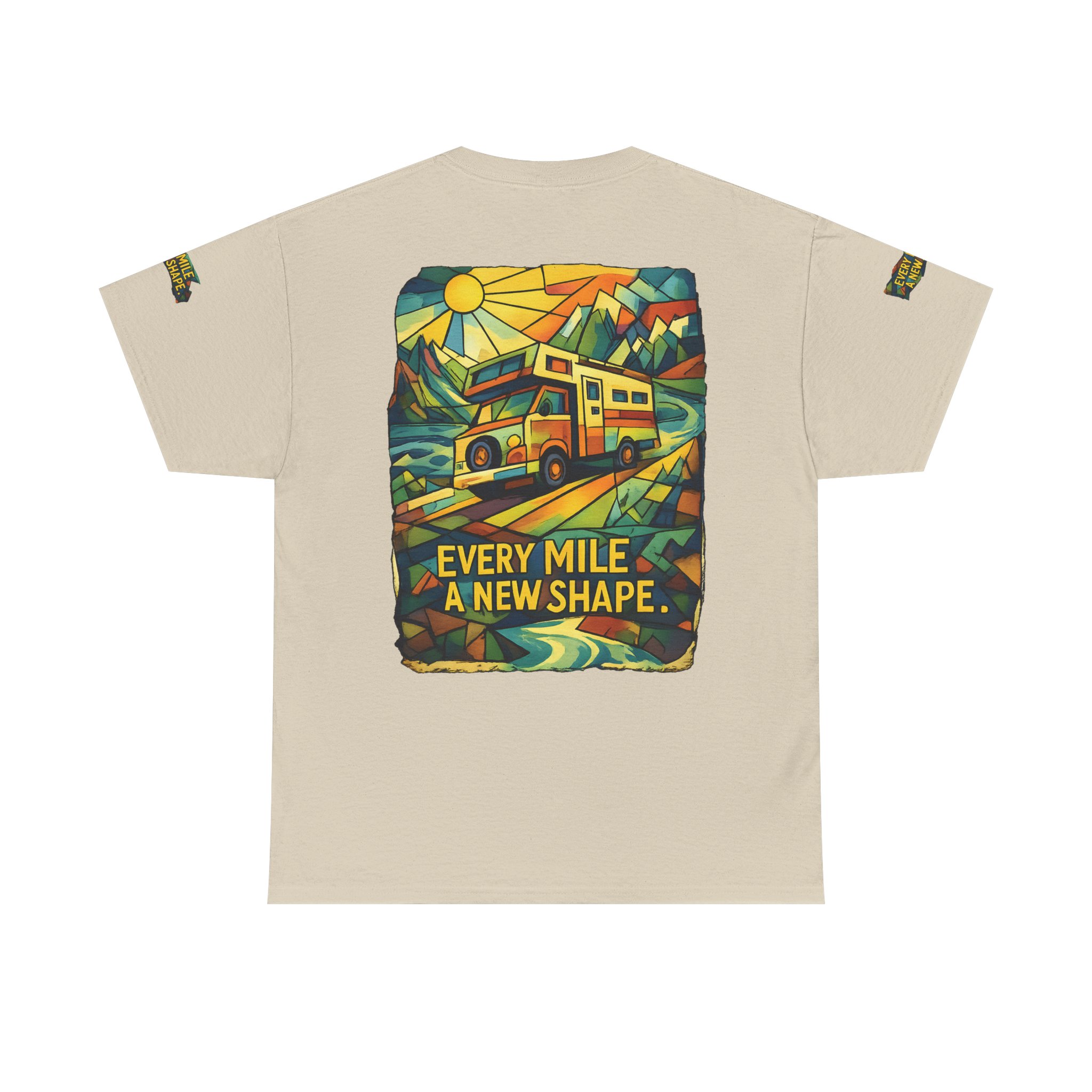 Unisex Heavy Cotton Tee — "Every Mile A New Shape" Design Cubic-Line