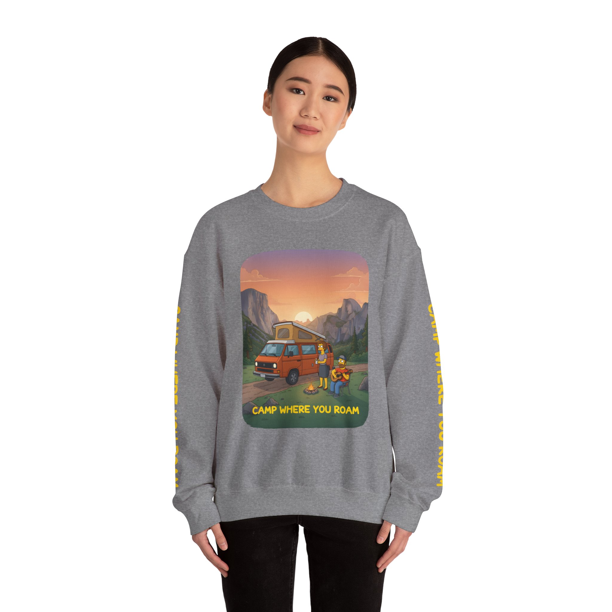 Unisex Heavy Blend™ Crewneck Sweatshirt — "Camp Where You Roam" Design Sitcom-Line
