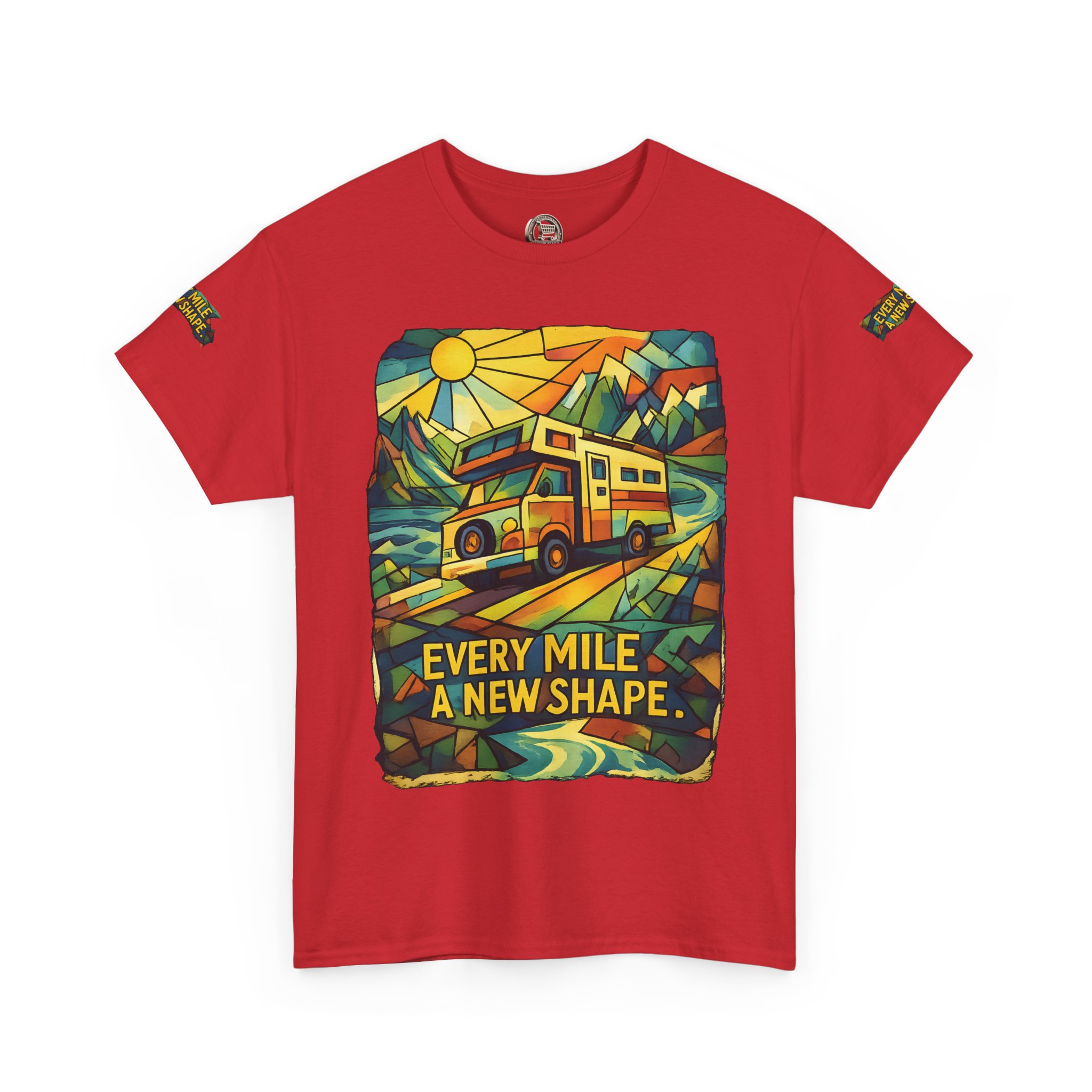 Unisex Heavy Cotton Tee — "Every Mile A New Shape" Design Cubic-Line