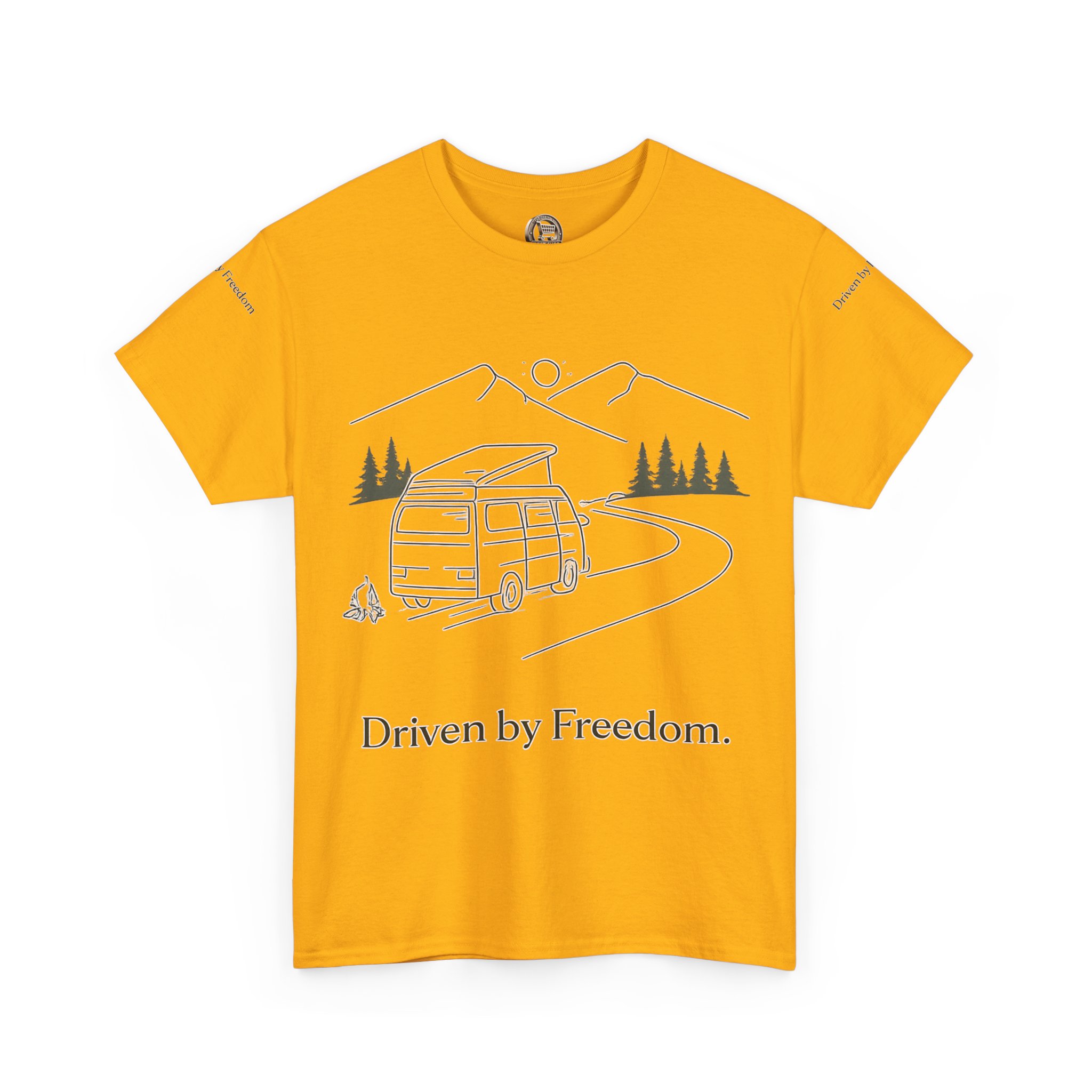 Unisex Heavy Cotton Tee — "Driven By Freedom" Design Minimal-Line
