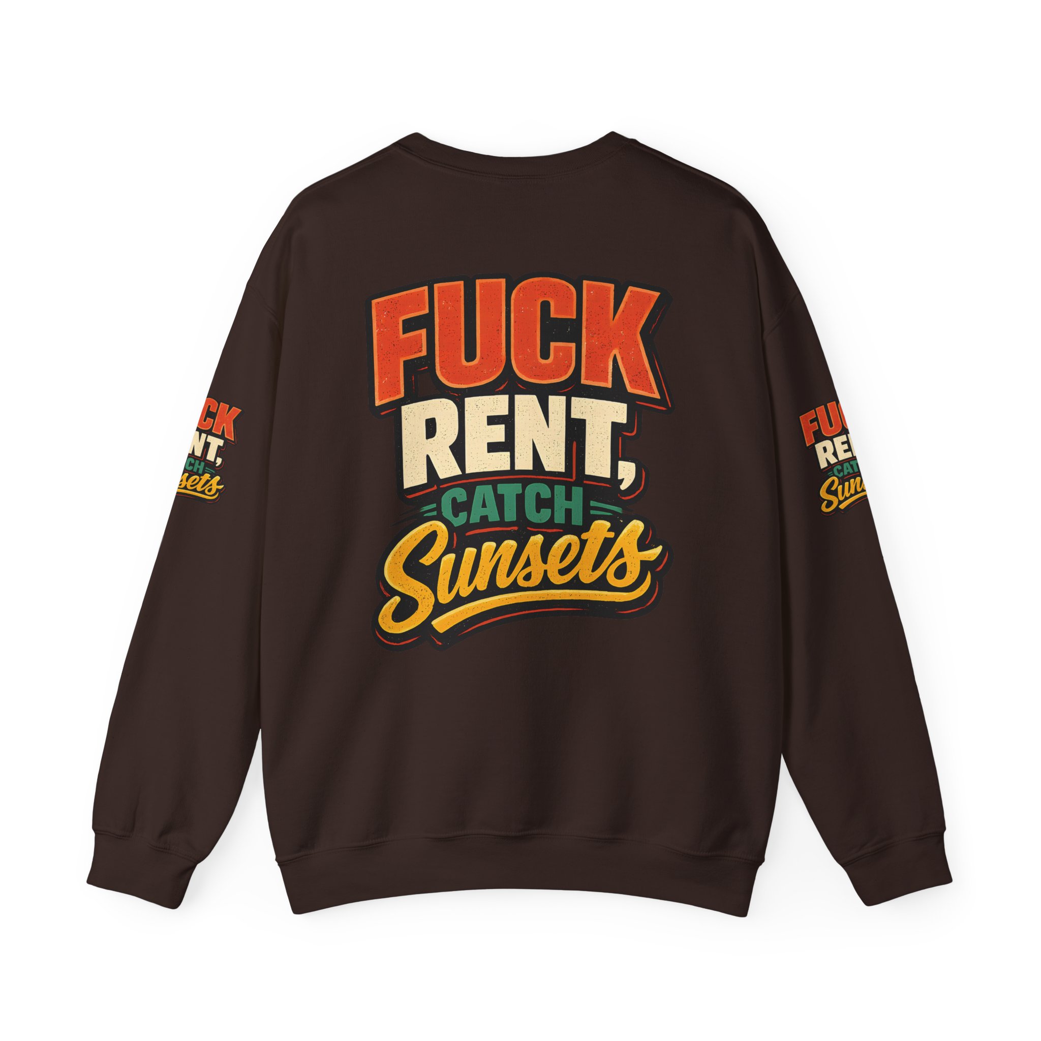 8391903815226396199_2048.jpeg Unisex Heavy Blend™ Crewneck Sweatshirt — "Fuck Rent Catch Sunsets" Design F**K-Line