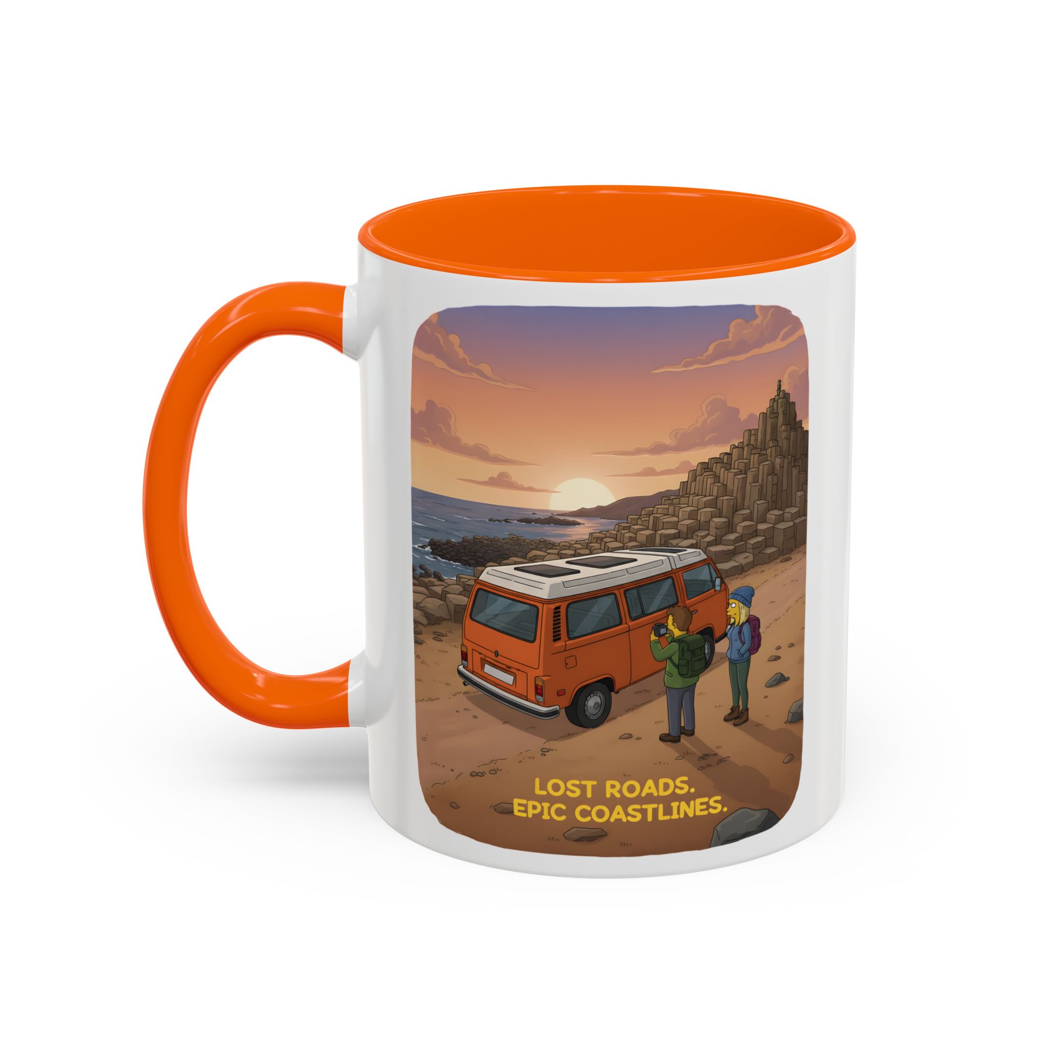 Accent Coffee Mug (11, 15oz) — "Lost Roads Epic Coastlines" Design Sitcom-Line