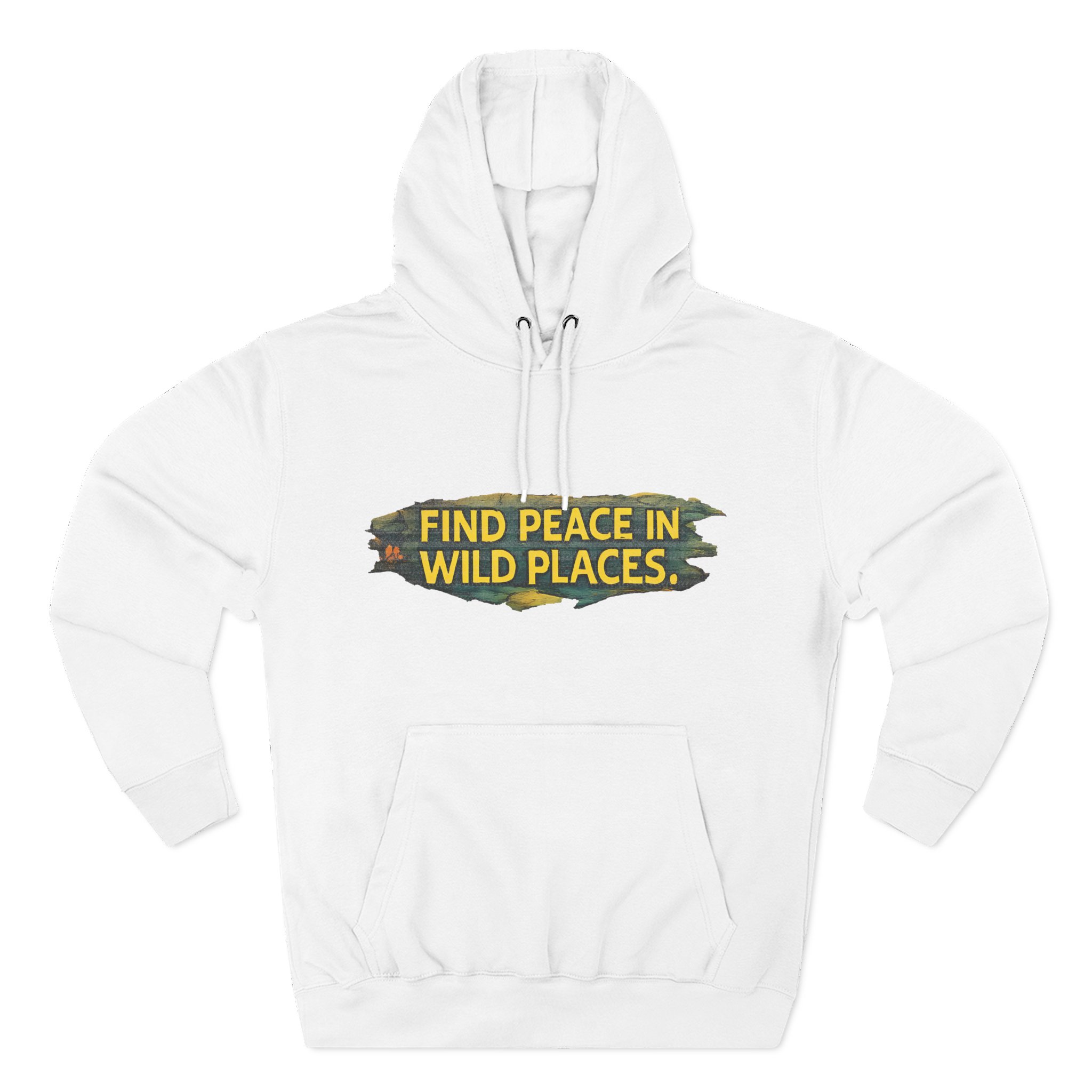 Three-Panel Fleece Hoodie - "Find Peace In Wild Places" Design Cubic-Line