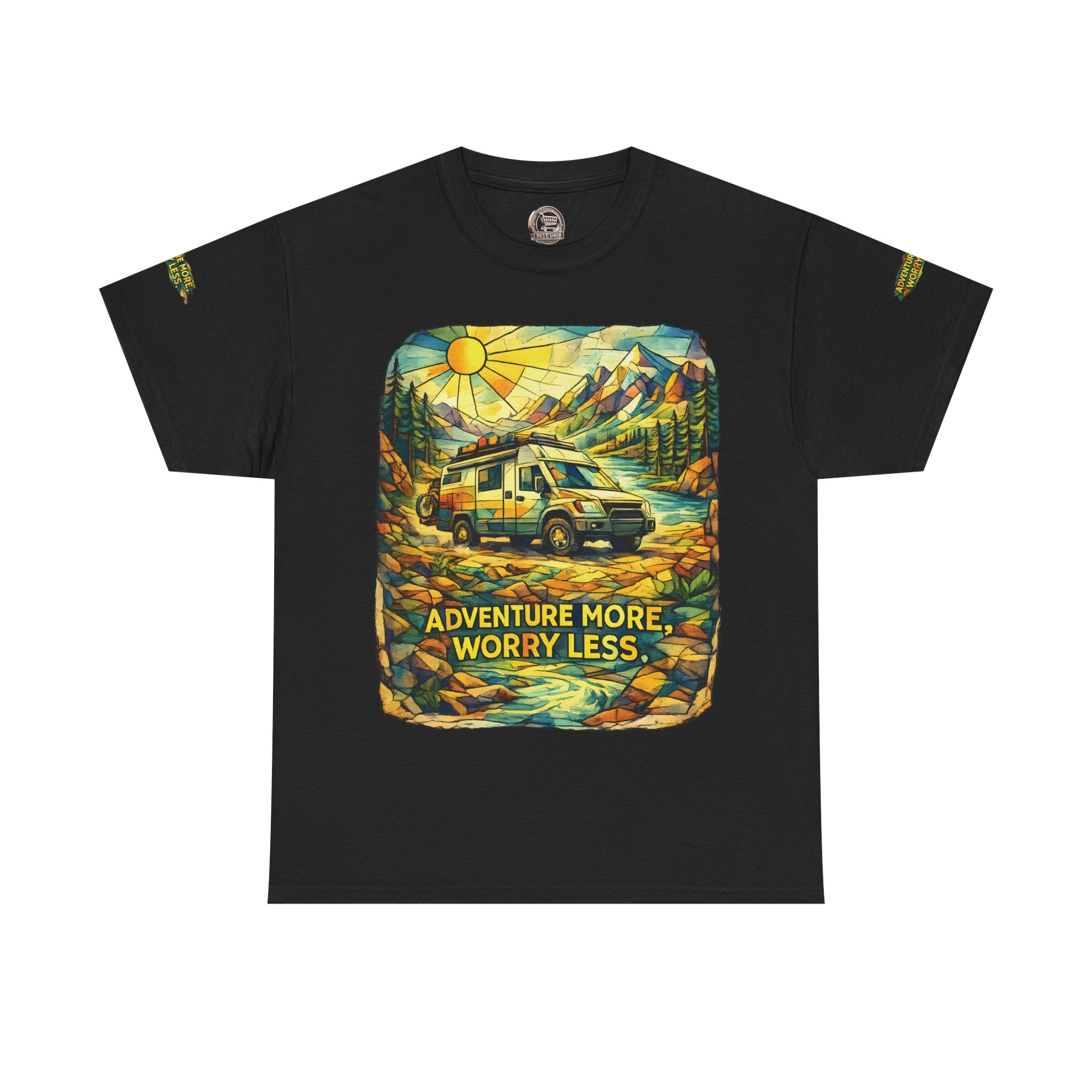8404911396483547776_2048.jpeg Unisex Heavy Cotton Tee — "Adventure More Worry Less" Design Cubic-Line