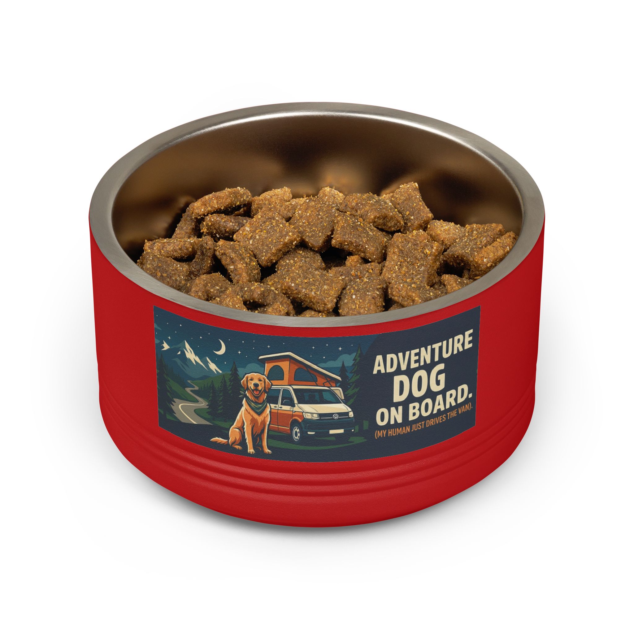 Pet Bowl — "Adventure Dog On Board " 18oz Camper & Hiking Dog Travel Bowl