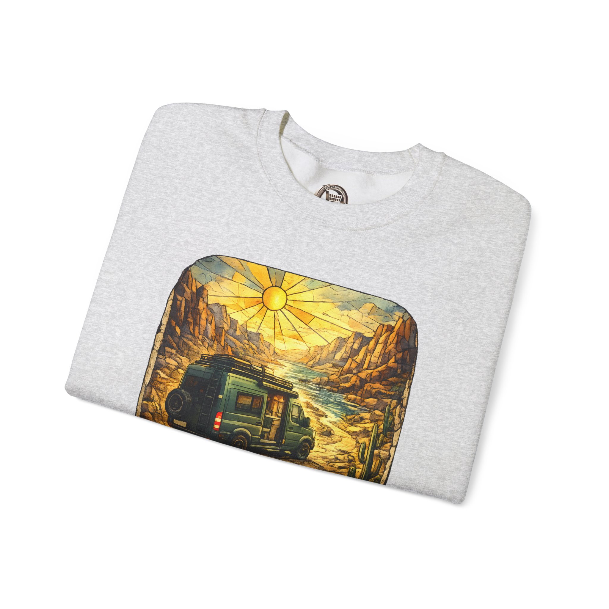 Unisex Heavy Blend™ Crewneck Sweatshirt — "Choose The Road Less Traveled" Design Cubic-Line