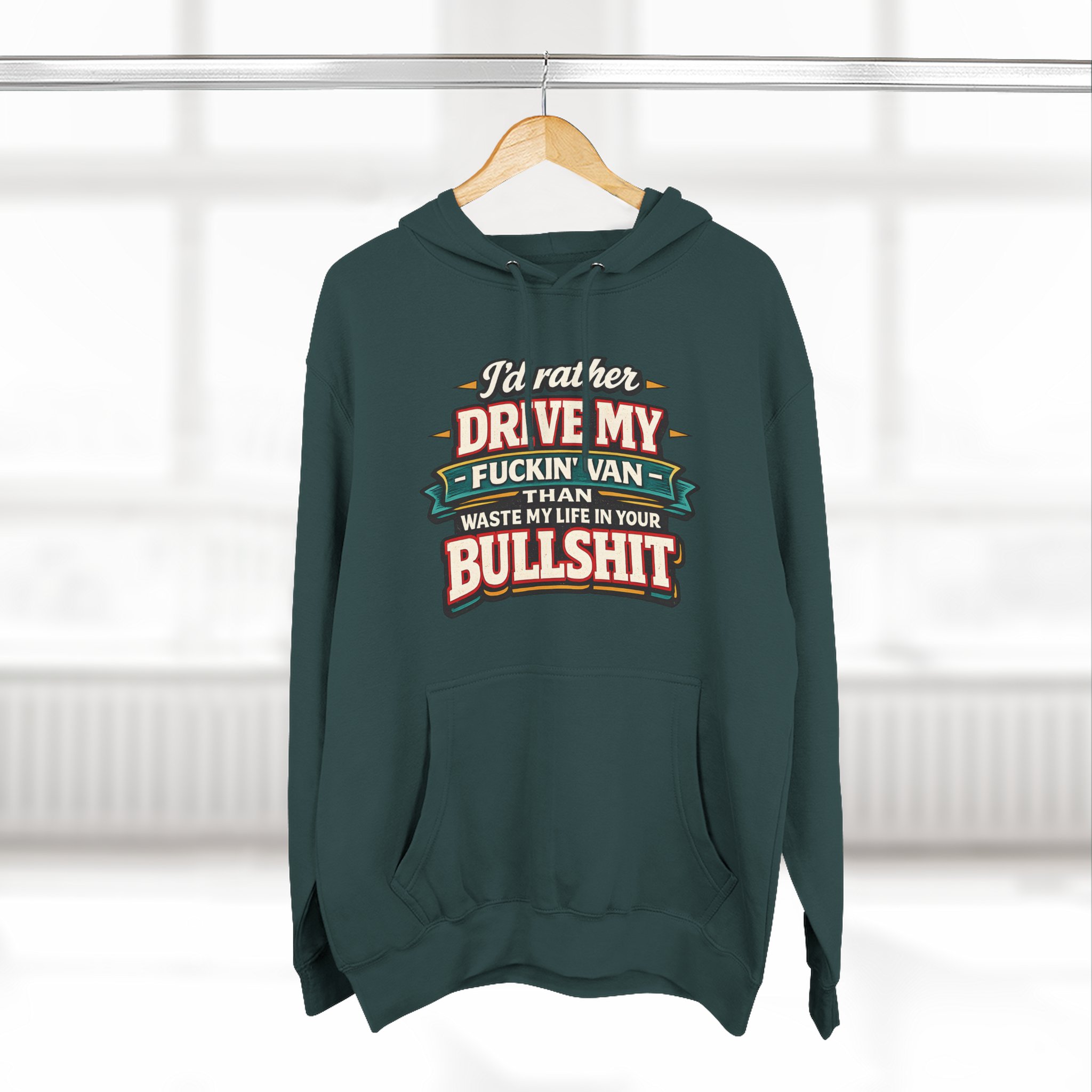 Three-Panel Fleece Hoodie - "I´d Rather Drive My Fucking Van" Design F**K-Line